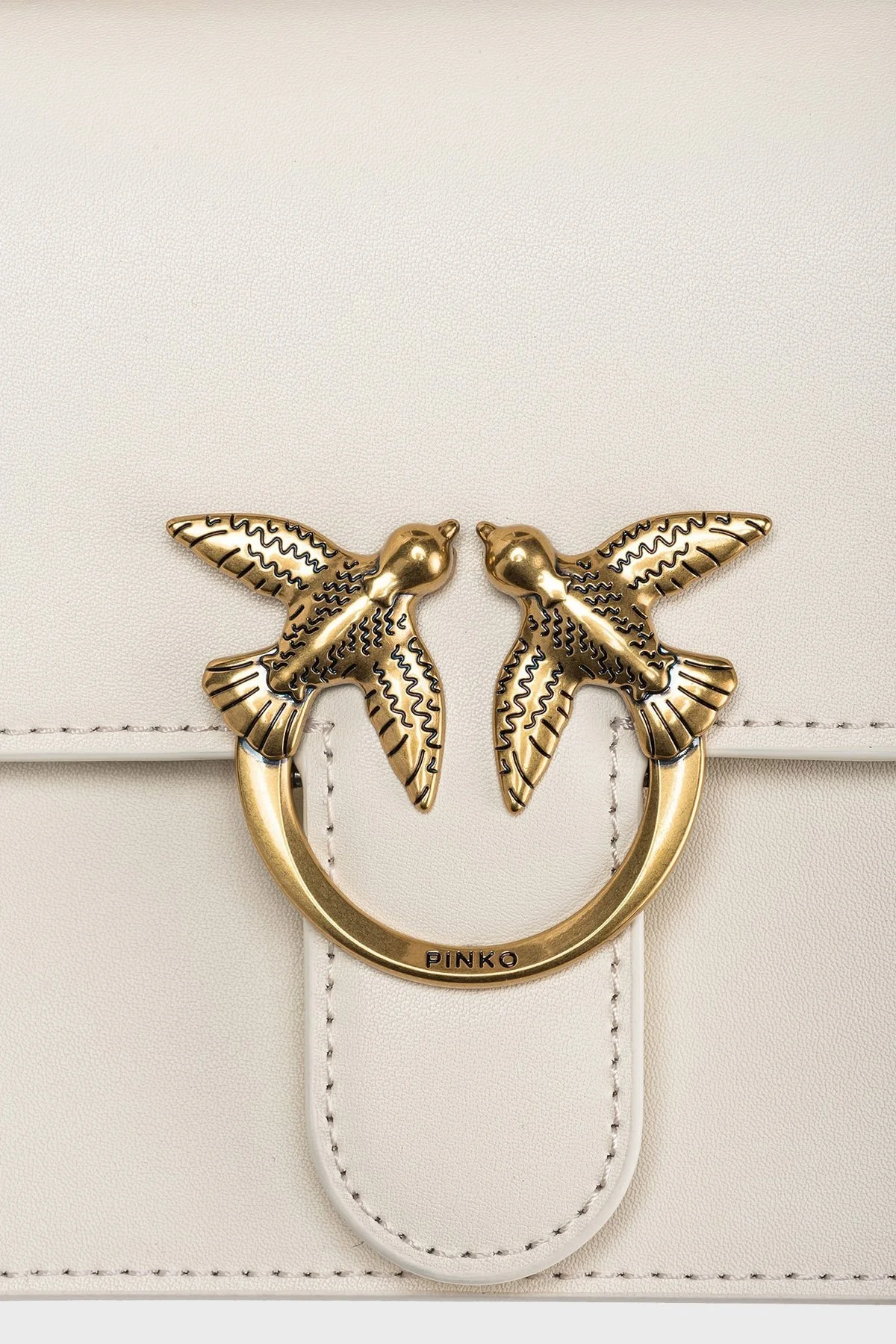 Pinko Logolu Çıkarılabilir Uzatma Askılı Hakiki Deri Bayan Çanta 100071 A0F1 Z14Q EKRU - 13