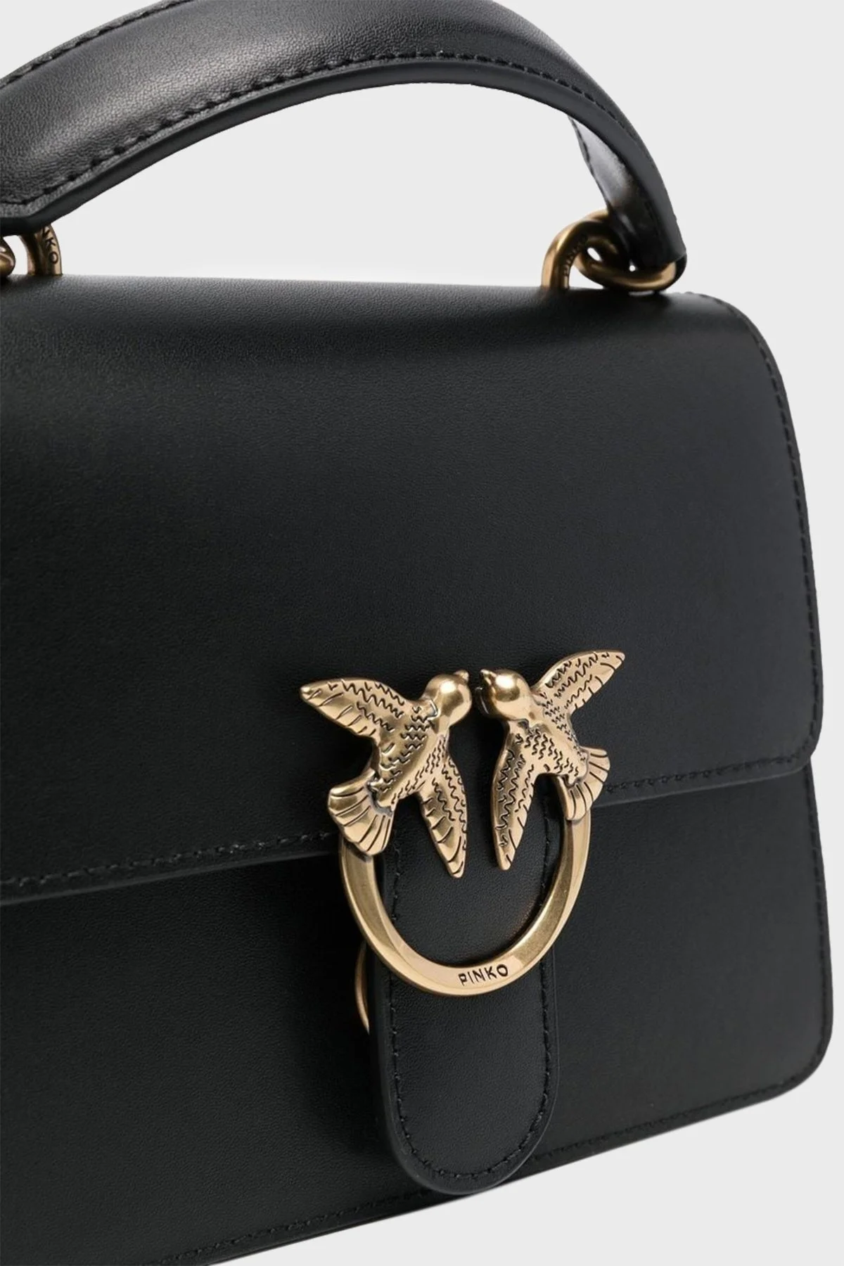 Pinko Logolu Çıkarılabilir Uzatma Askılı Hakiki Deri Bayan Çanta 100071 A0F1 Z99Q SİYAH - 5