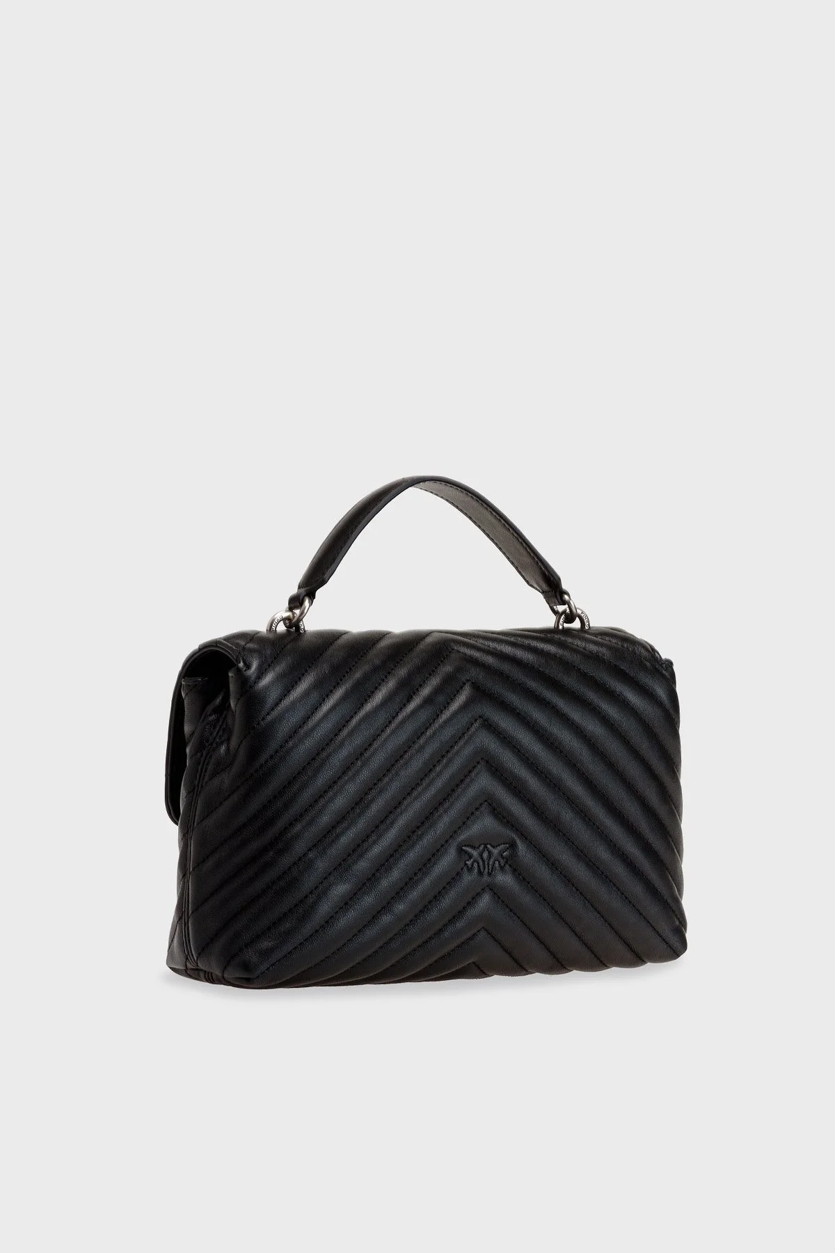 Pinko Logolu Çıkarılabilir Zincir Askılı % 100 Deri Bayan Çanta 1P22UM A03Z Z99O SİYAH - 4