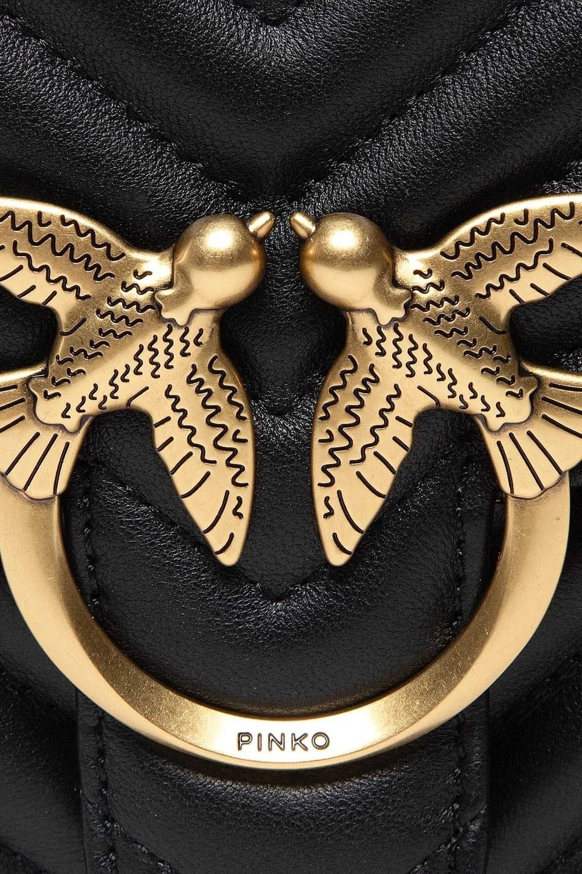 Pinko Logolu Çıkarılabilir Zincir Askılı % 100 Deri Bayan Çanta 1P22UM A03Z Z99Q SİYAH - 5