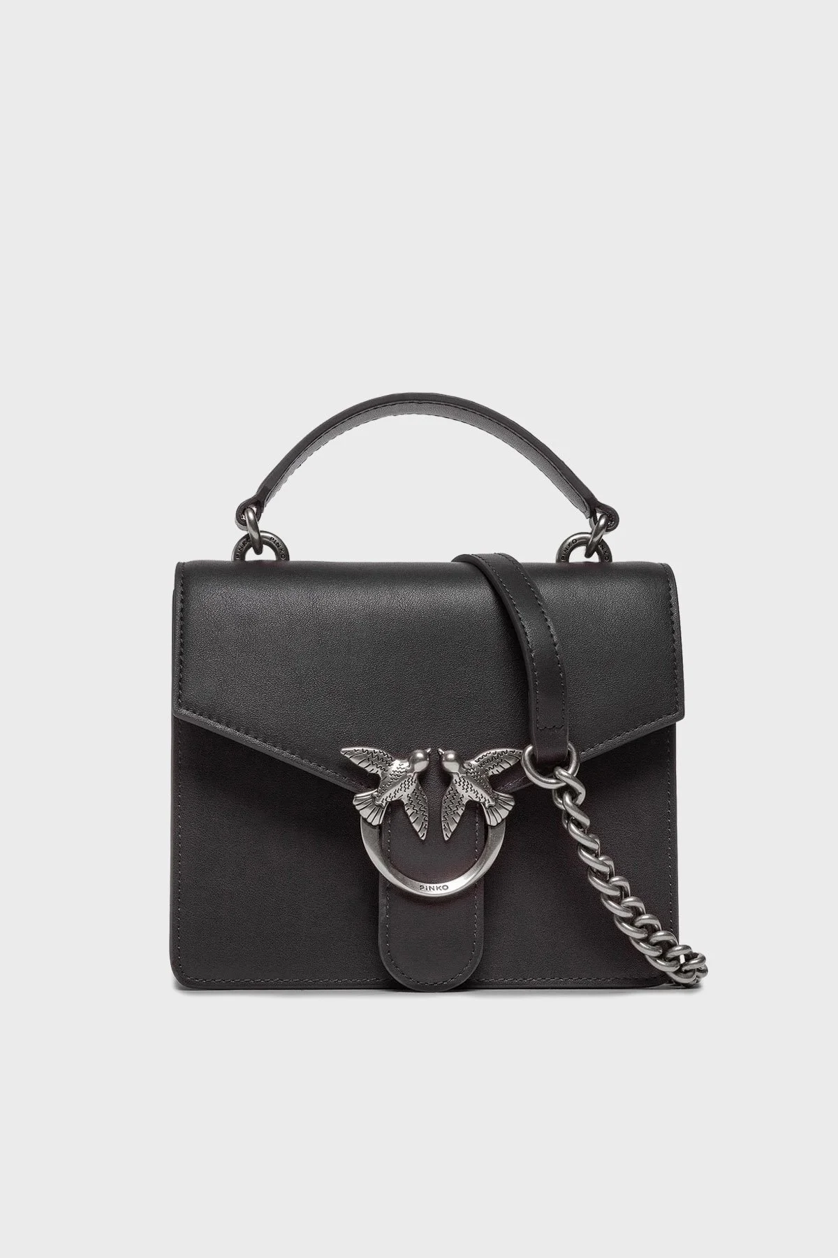Pinko Logolu Çıkarılabilir Zincir Askılı % 100 Deri Bayan Çanta 1P22Z4 Y5H7 Z99O SİYAH - 1