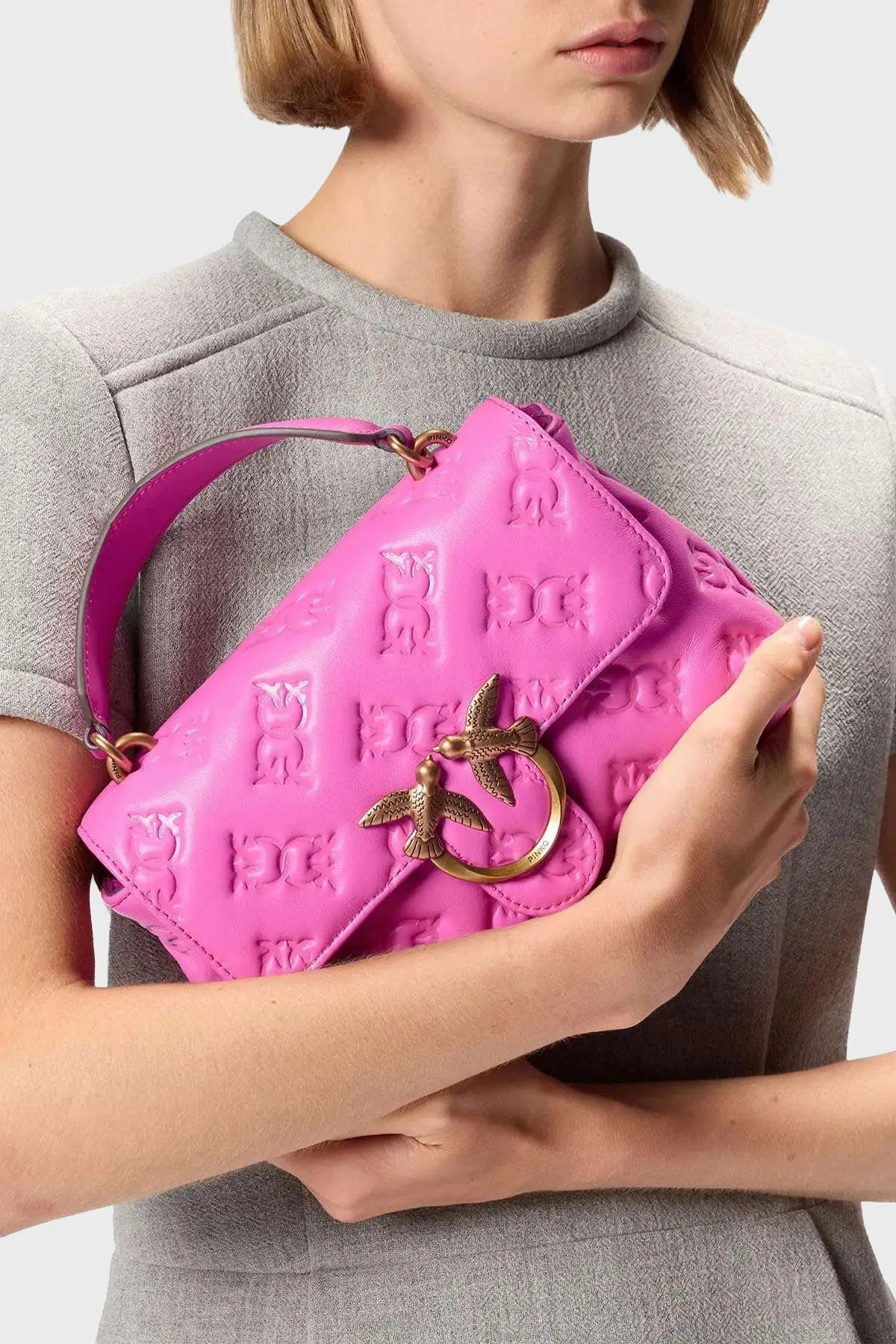 Pinko Logolu Çıkarılabilir Zincir Askılı Bayan Çanta 100044 A2JX P22Q PEMBE - 6