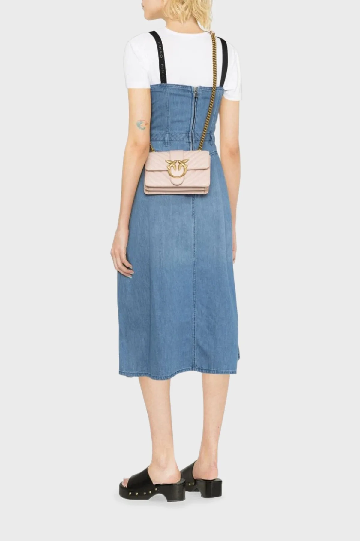 Pinko Logolu Çıkarılabilir Zincir Askılı Deri Bayan Çanta 100059 A0GK O81Q PUDRA - 2