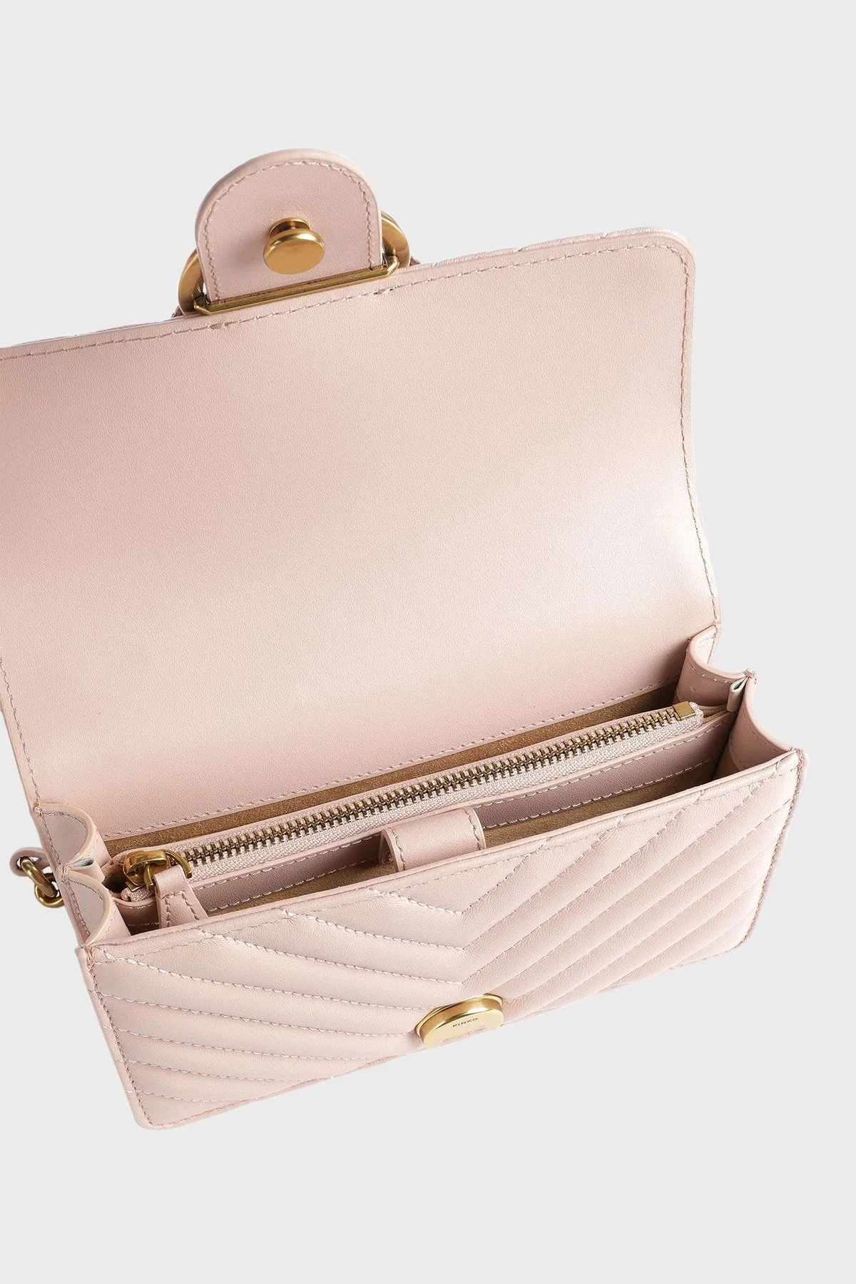 Pinko Logolu Çıkarılabilir Zincir Askılı Deri Bayan Çanta 100059 A0GK O81Q PUDRA - 3