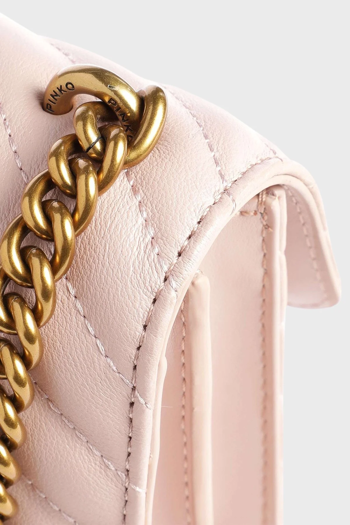Pinko Logolu Çıkarılabilir Zincir Askılı Deri Bayan Çanta 100059 A0GK O81Q PUDRA - 4