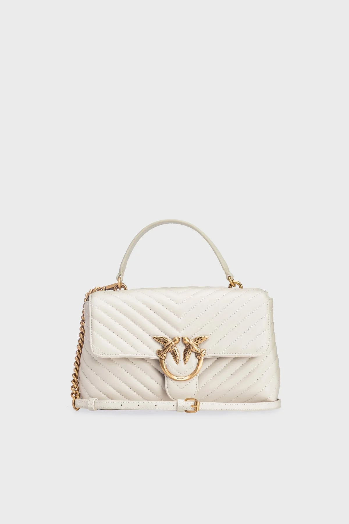 Pinko Logolu Çıkarılabilir Zincir Askılı Hakiki Deri Bayan Çanta 100043 A0GK Z14Q BEYAZ - 1
