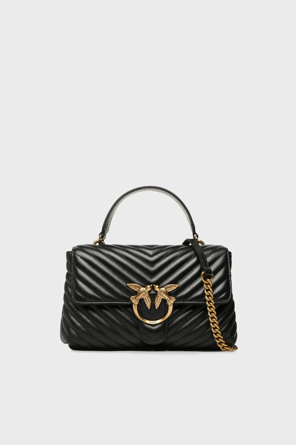 Pinko Logolu Çıkarılabilir Zincir Askılı Hakiki Deri Bayan Çanta 100043 A0GK Z99Q SİYAH - 1