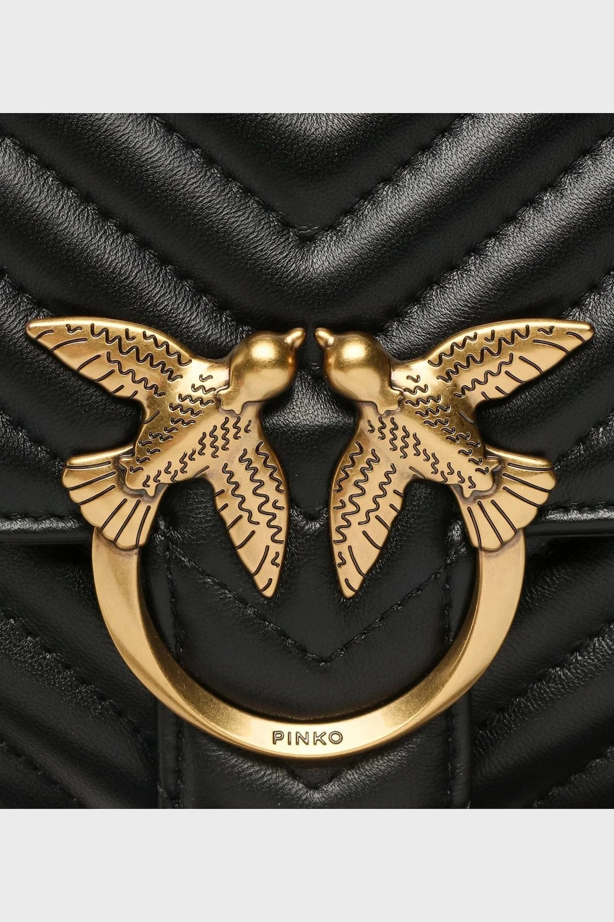 Pinko Logolu Çıkarılabilir Zincir Askılı Hakiki Deri Bayan Çanta 100043 A0GK Z99Q SİYAH - 5