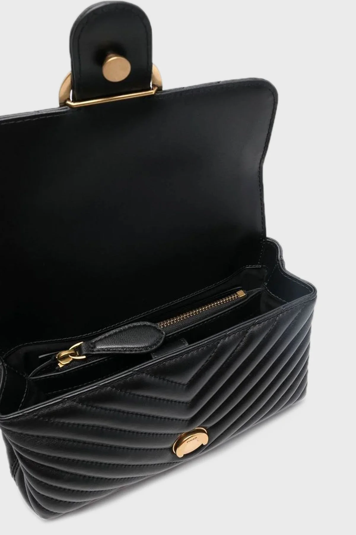 Pinko Logolu Çıkarılabilir Zincir Askılı Hakiki Deri Bayan Çanta 100044 A0GK Z99Q SİYAH - 5