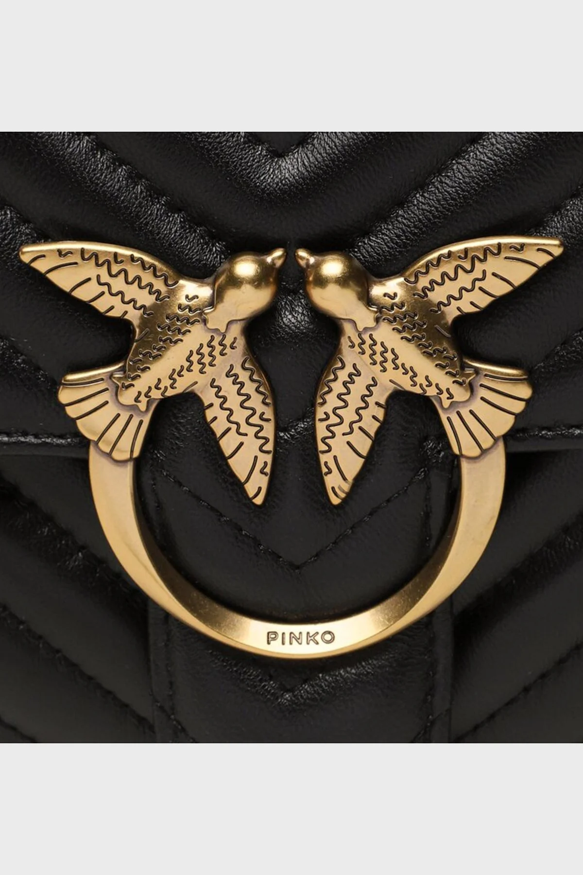 Pinko Logolu Çıkarılabilir Zincir Askılı Hakiki Deri Bayan Çanta 100044 A0GK Z99Q SİYAH - 6
