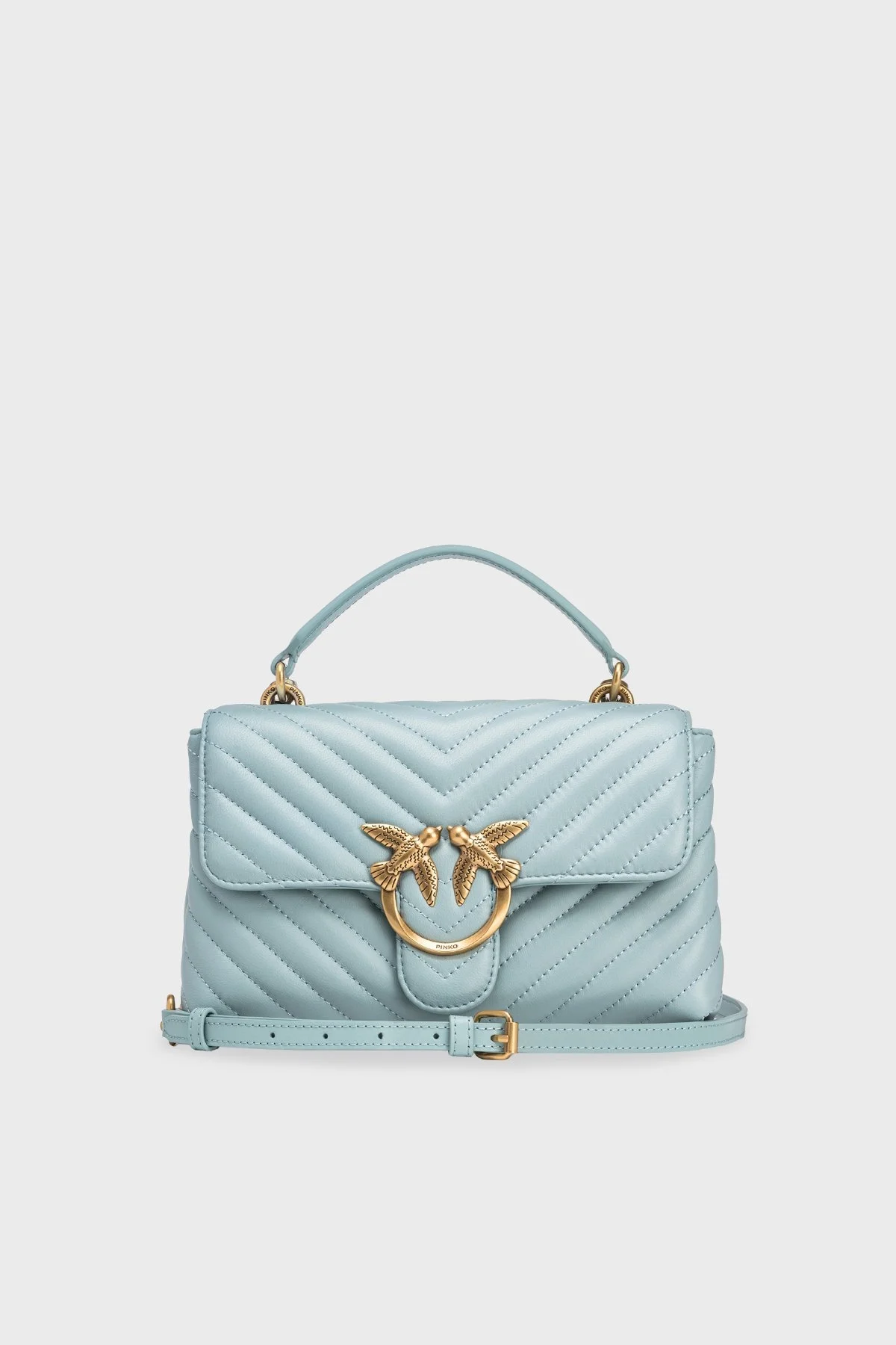 Pinko Logolu Çıkarılabilir Zincir Askılı Hakiki Deri Bayan Çanta 100044A0GKE68Q AÇIK MAVİ - 1