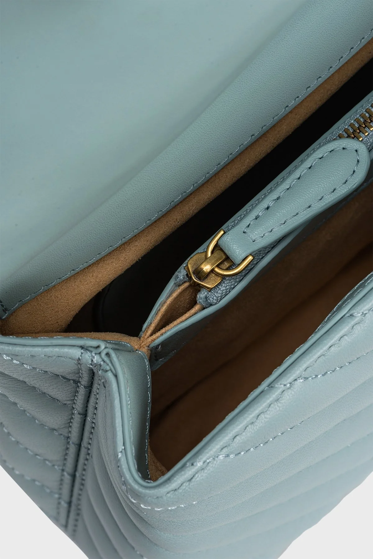 Pinko Logolu Çıkarılabilir Zincir Askılı Hakiki Deri Bayan Çanta 100044A0GKE68Q AÇIK MAVİ - 4