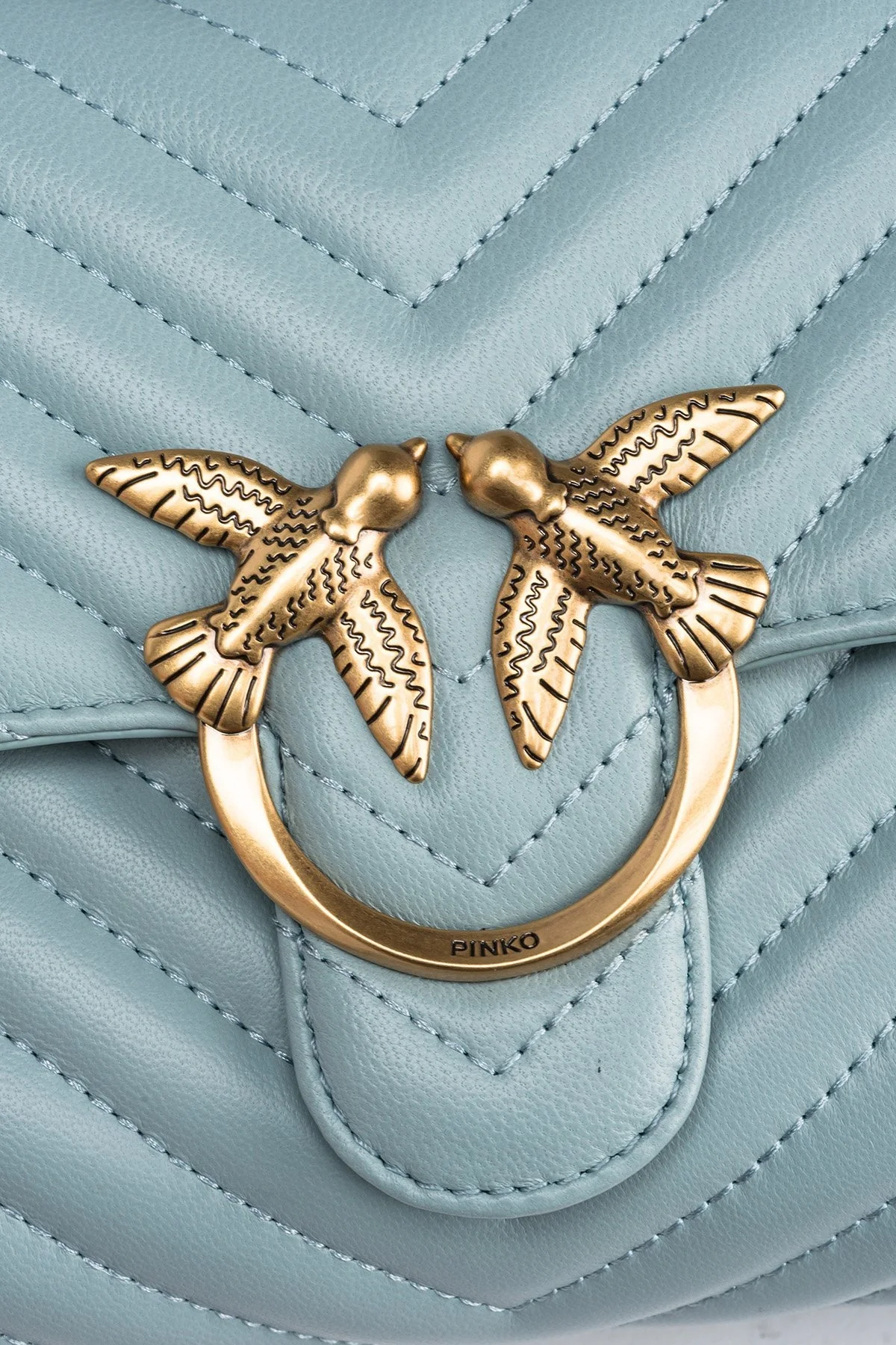Pinko Logolu Çıkarılabilir Zincir Askılı Hakiki Deri Bayan Çanta 100044A0GKE68Q AÇIK MAVİ - 5