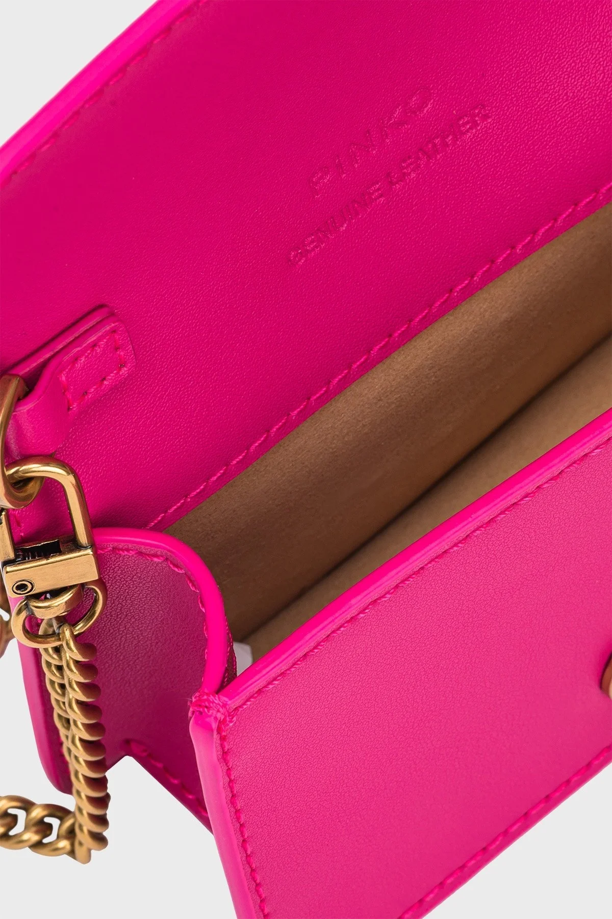 Pinko Logolu Çıkarılabilir Zincir Askılı Hakiki Deri Bayan Çanta 100064 A0F1 N17Q FUŞYA - 6