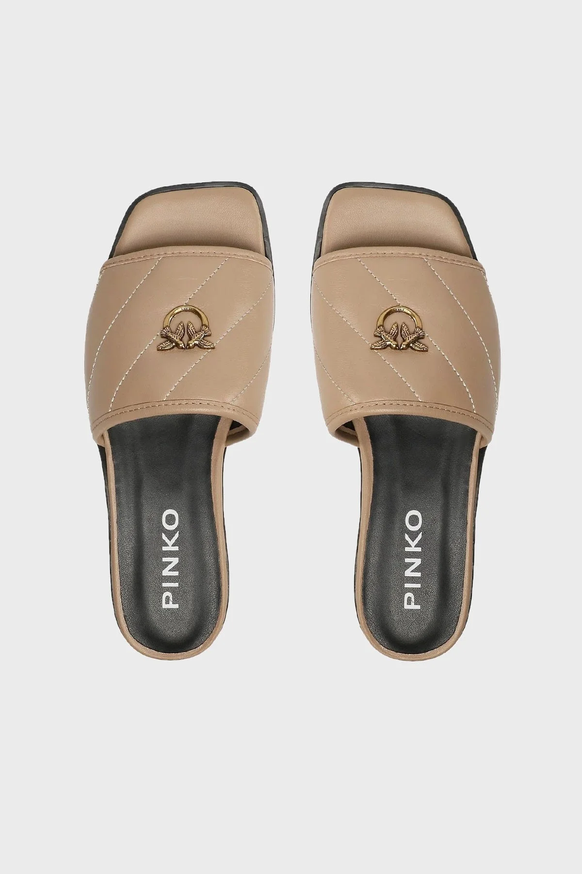 Pinko Logolu Deri Bayan Terlik 100693 A0O0 D18 VİZON - 5