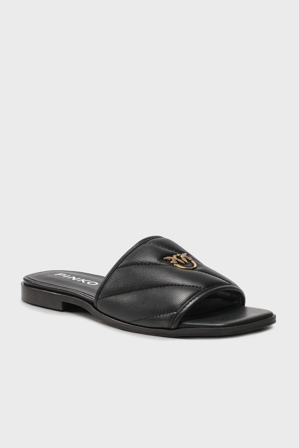 Pinko Logolu Deri Bayan Terlik 100693 A0O0 Z99 SİYAH - 4