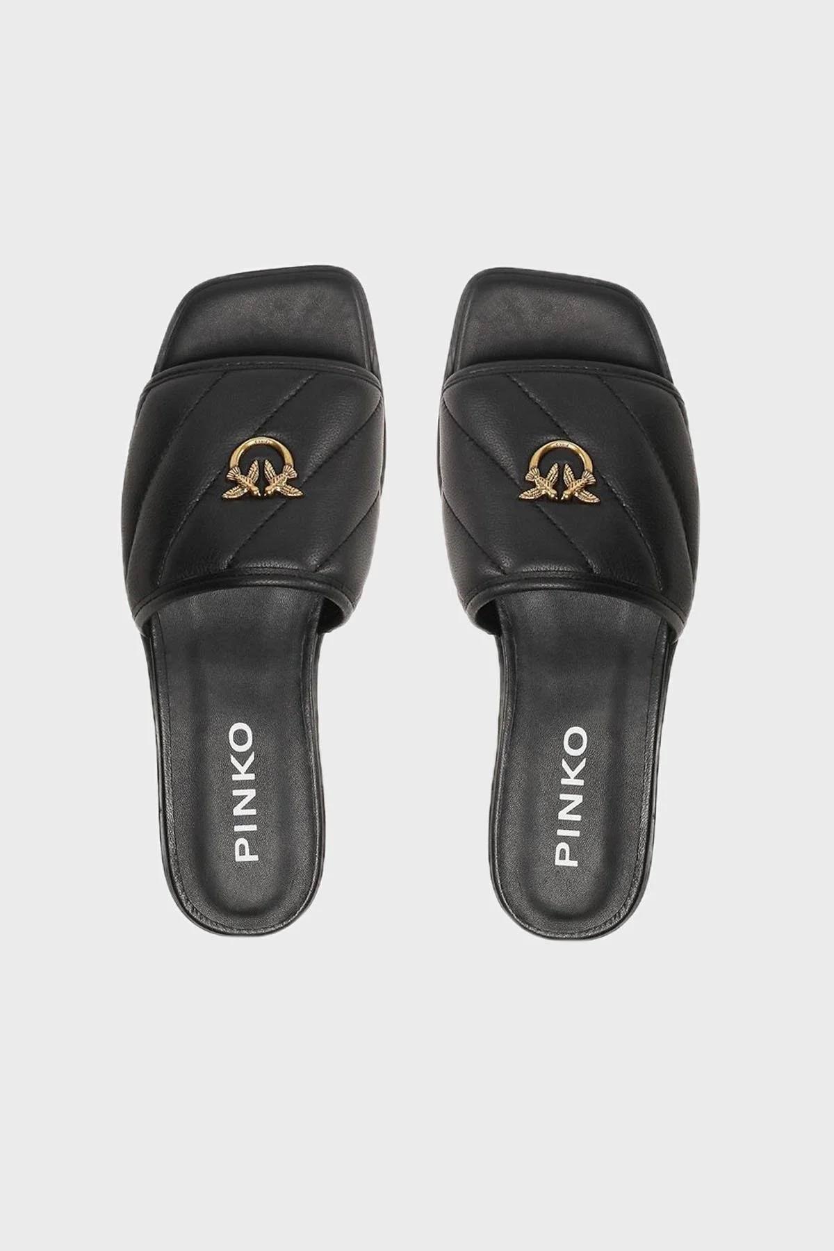Pinko Logolu Deri Bayan Terlik 100693 A0O0 Z99 SİYAH - 5