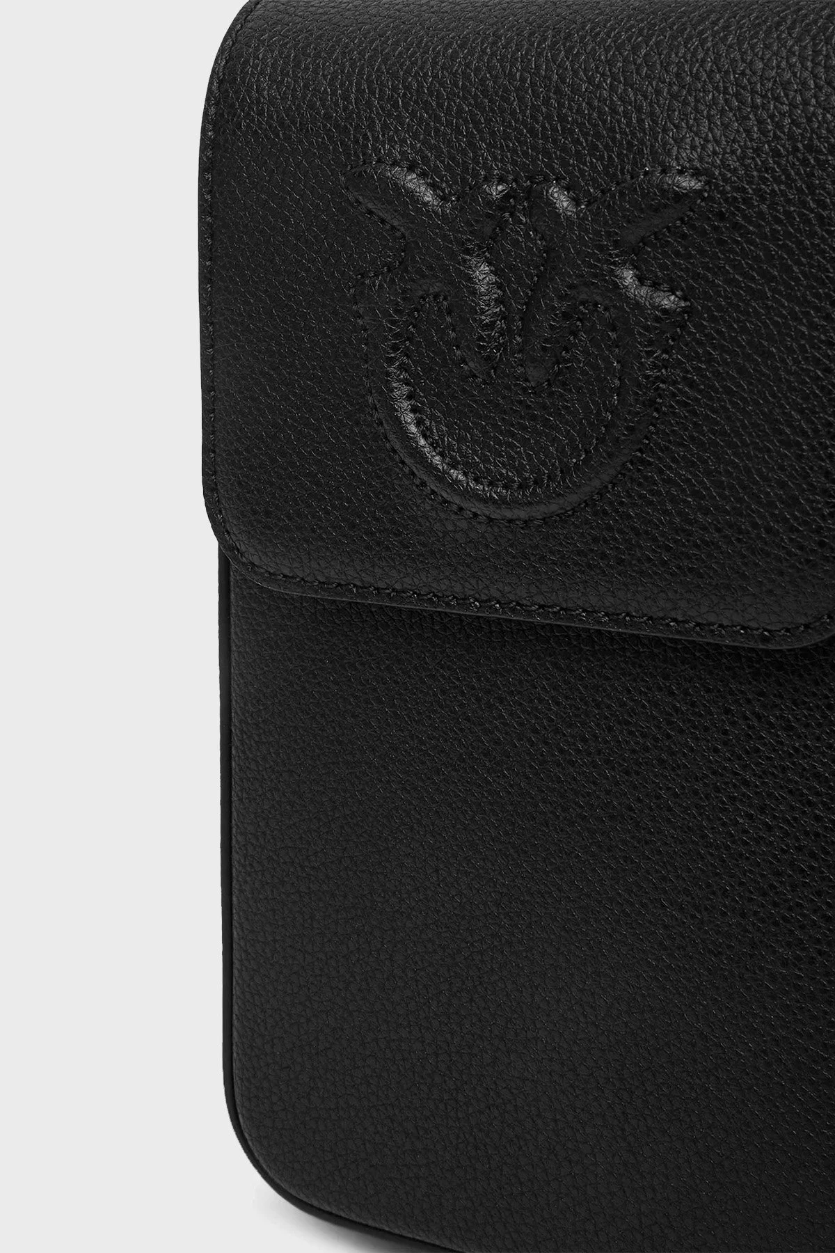 Pinko Logolu Deri Çıkarılabilir Askılı Mini Bayan Çanta 105355 A29Q Z99Q SİYAH - 5