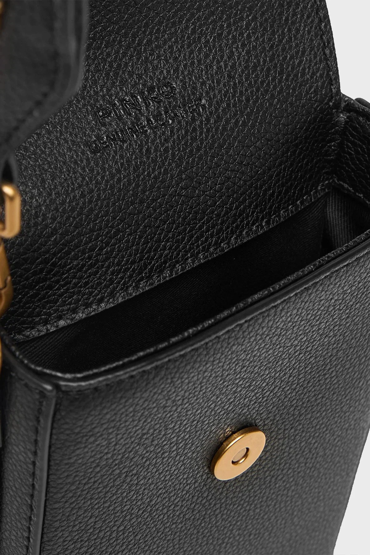 Pinko Logolu Deri Çıkarılabilir Askılı Mini Bayan Çanta 105355 A29Q Z99Q SİYAH - 6