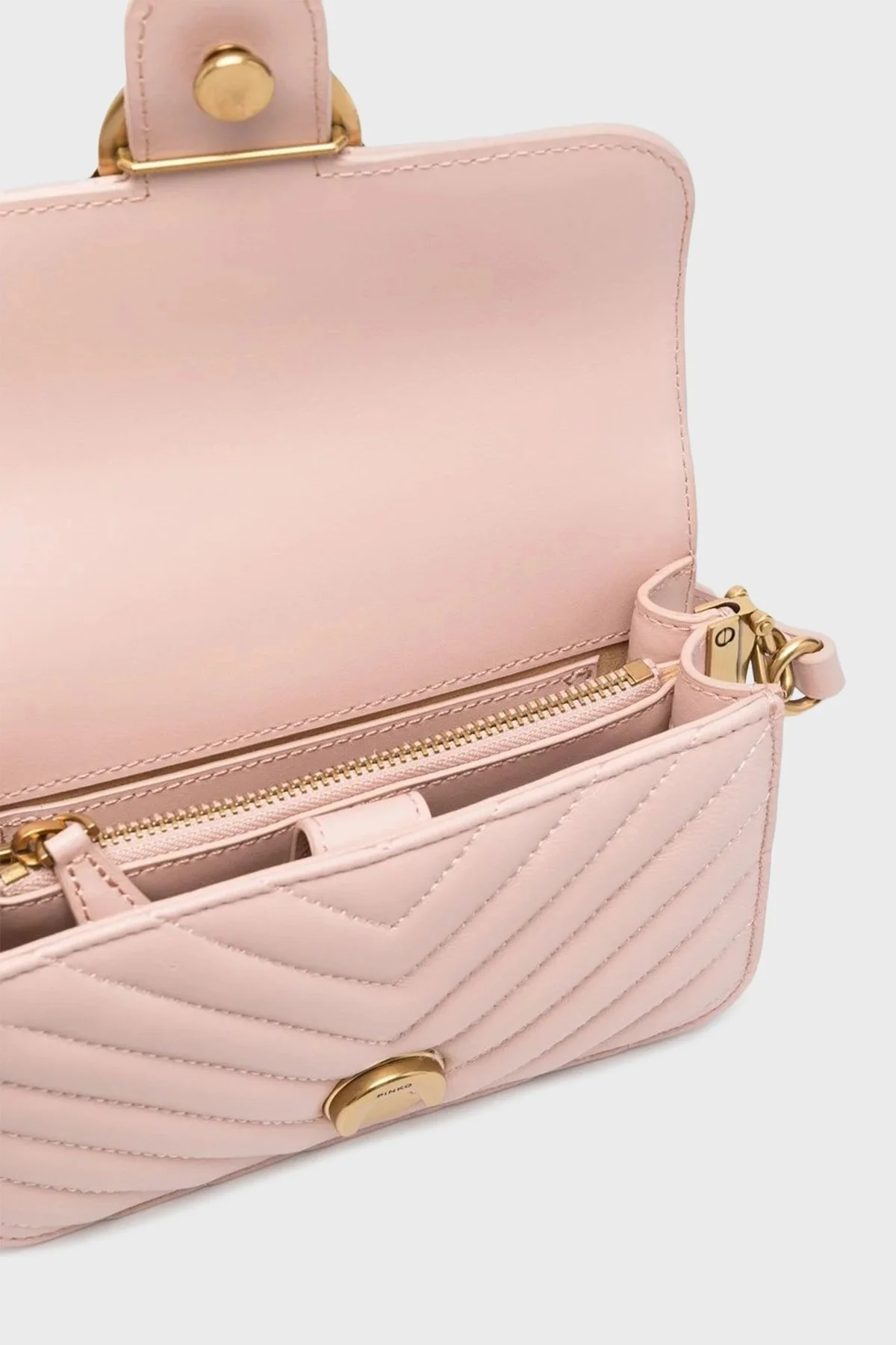 Pinko Logolu Deri Kapitone Bayan Çanta 100048 A0GK O81Q PUDRA - 5