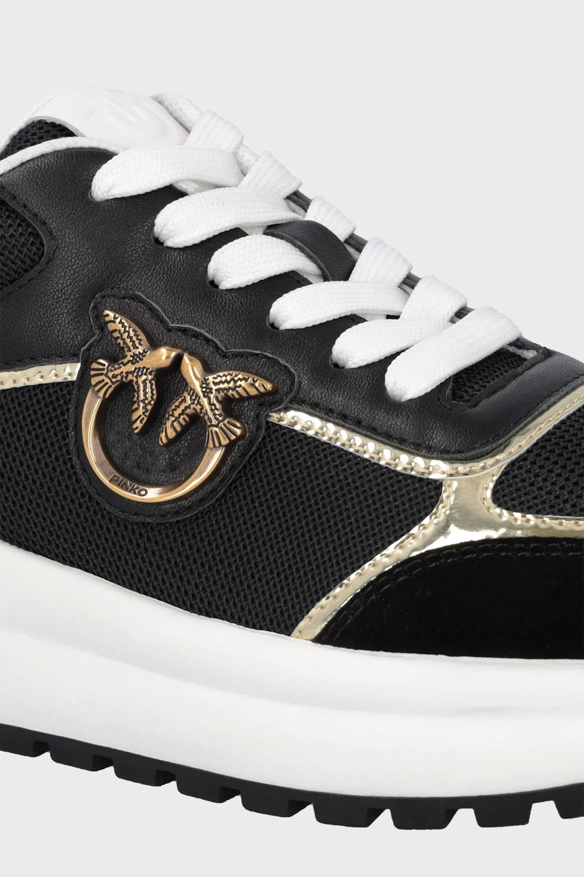 Pinko Logolu Deri Sneaker Bayan Ayakkabı SS0019 P027 DV5 SİYAH - 12