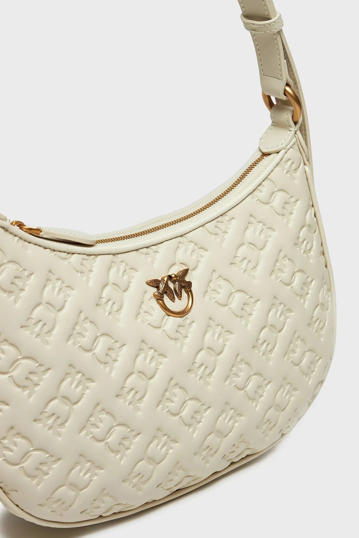 Pinko Logolu Hakiki Deri Ayarlanabilir Omuz Askılı Bayan Çanta 102790 A1YB Z14Q BEYAZ - 9