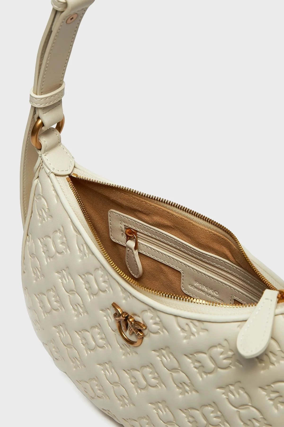 Pinko Logolu Hakiki Deri Ayarlanabilir Omuz Askılı Bayan Çanta 102790 A1YB Z14Q BEYAZ - 10