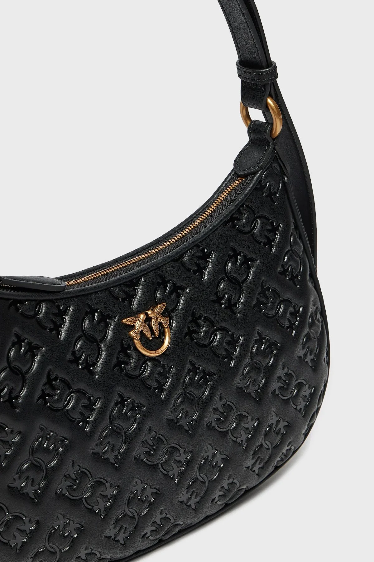 Pinko Logolu Hakiki Deri Ayarlanabilir Omuz Askılı Bayan Çanta 102790 A1YB Z99Q SİYAH - 4