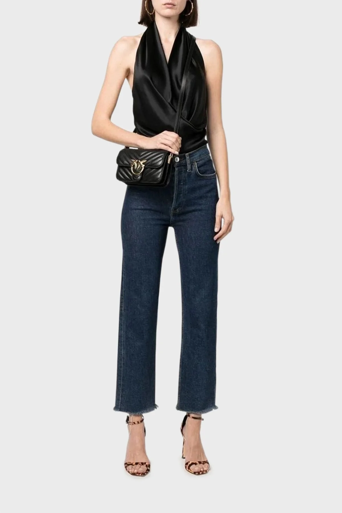 Pinko Logolu Hakiki Deri Bayan Çanta 100048 A0GK Z99Q SİYAH - 2