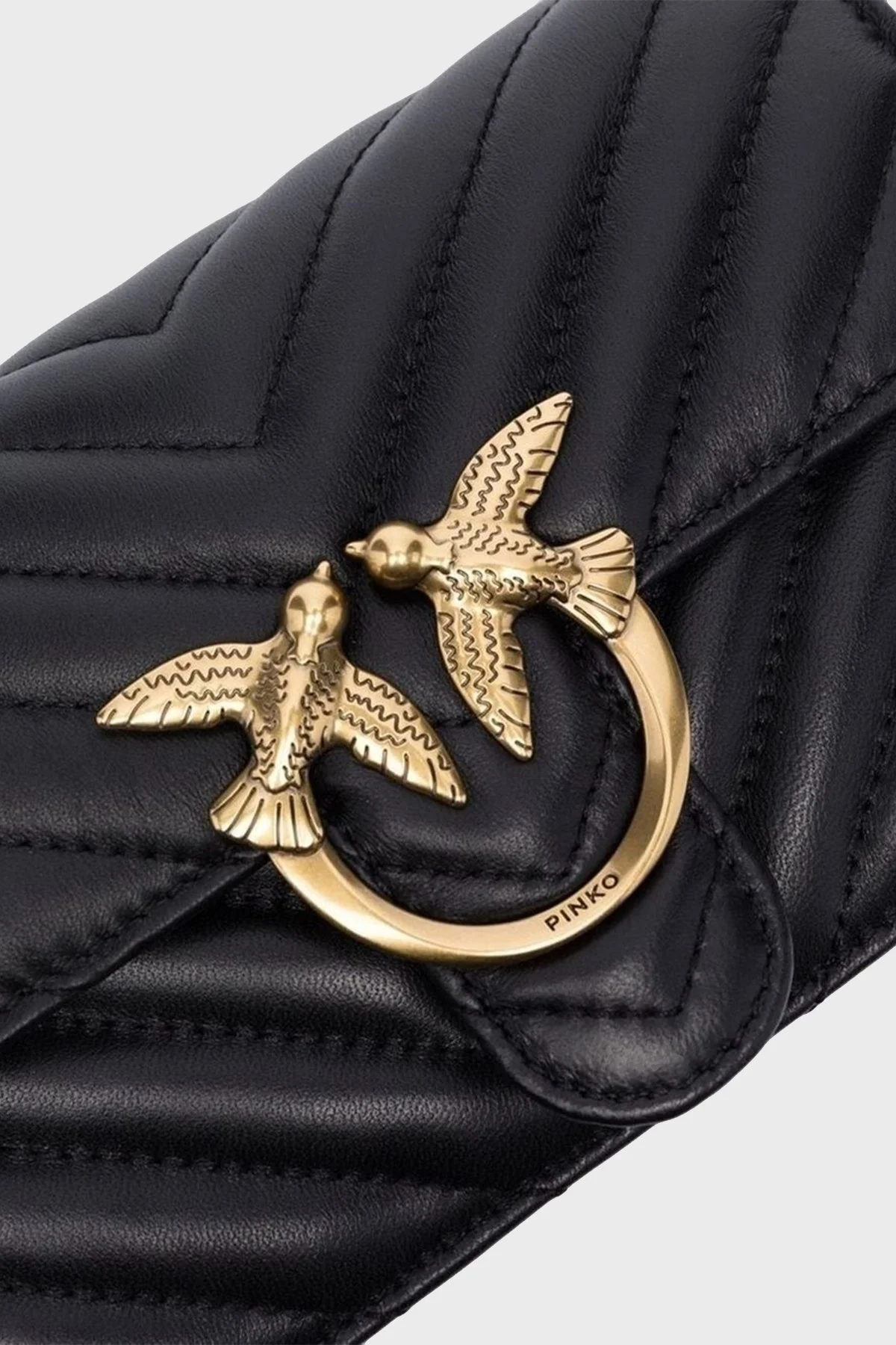 Pinko Logolu Hakiki Deri Bayan Çanta 100048 A0GK Z99Q SİYAH - 4