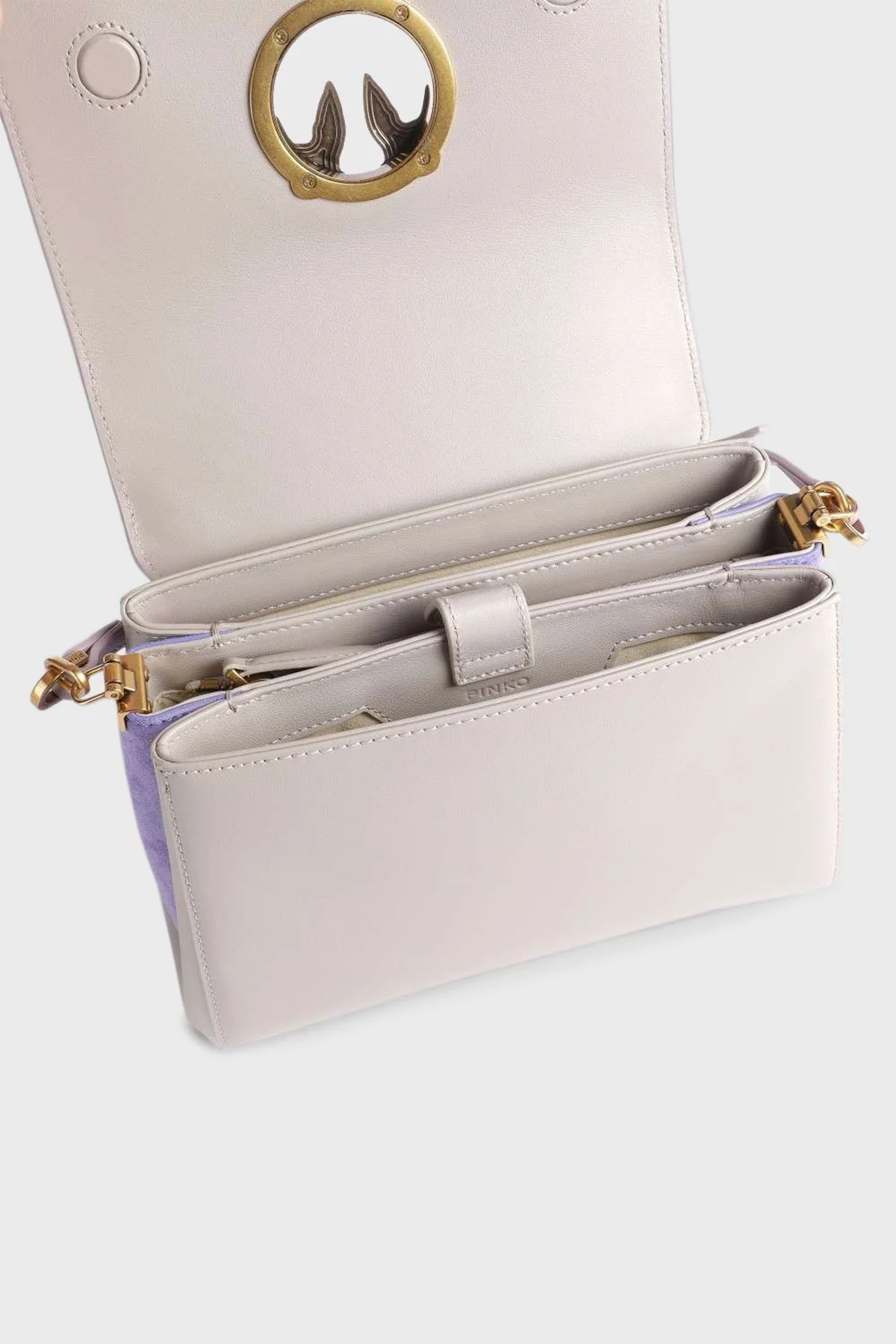 Pinko Logolu Hakiki Deri Bayan Çanta 100791 A0Q1 B7UQ GRİ - 4