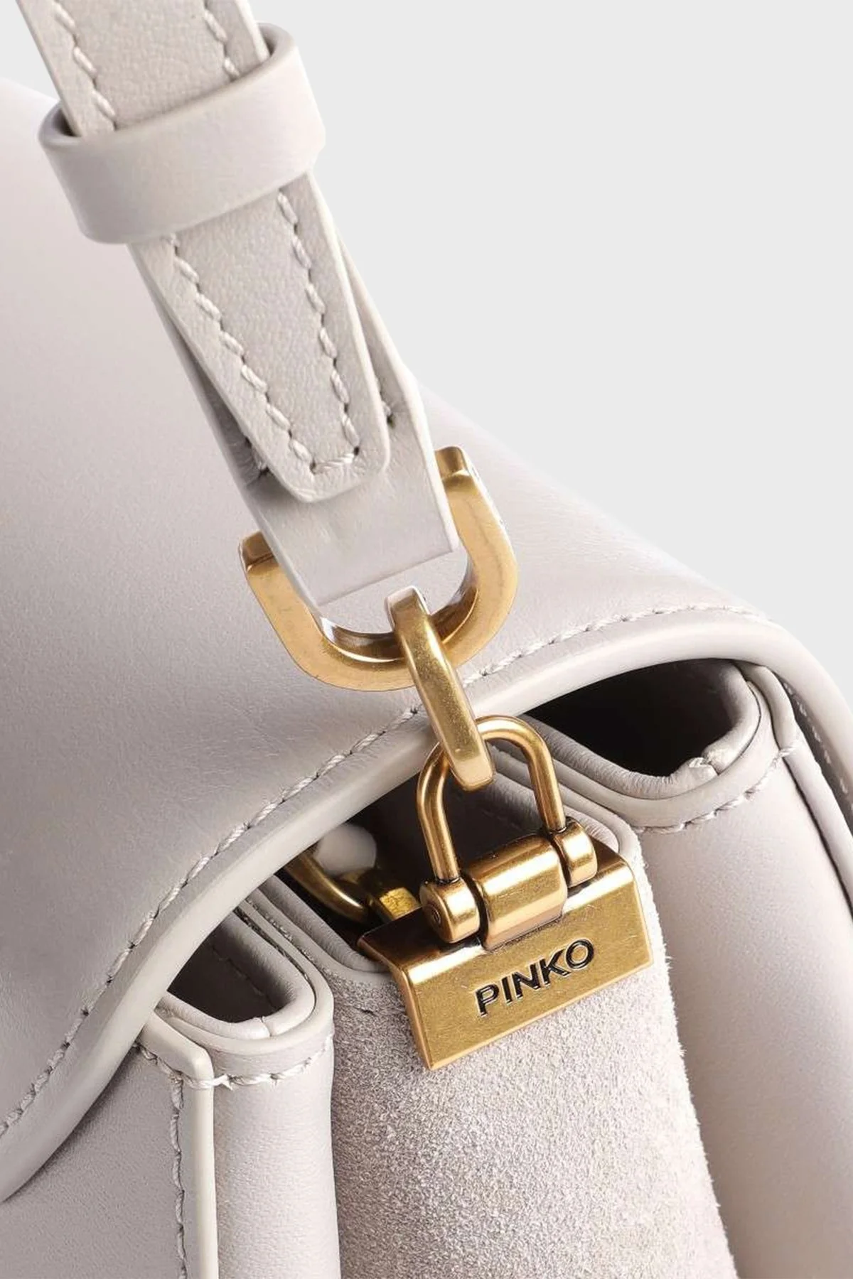 Pinko Logolu Hakiki Deri Bayan Çanta 100791 A0Q1 I30Q GRİ - 2
