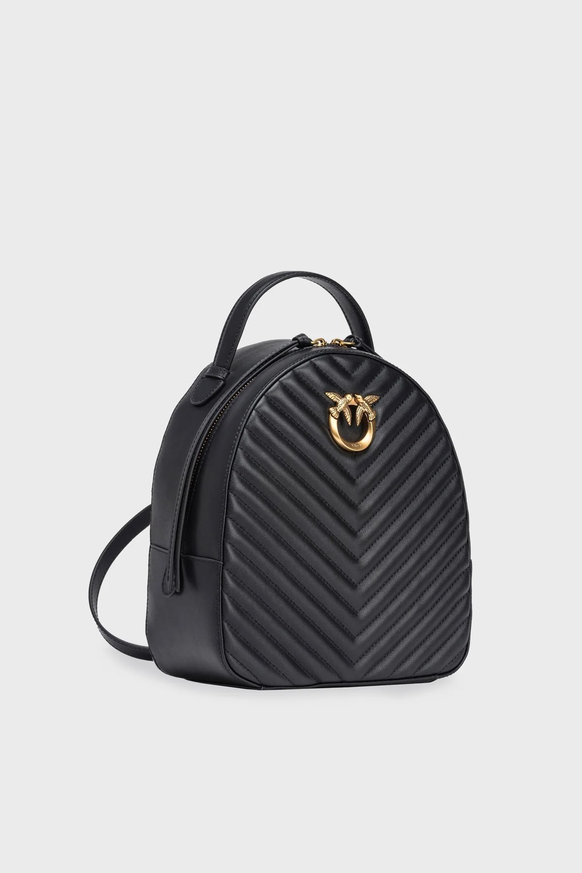 Pinko Logolu Hakiki Deri Bayan Sırt Çantası 102530 A1J2 Z99Q SİYAH - 3