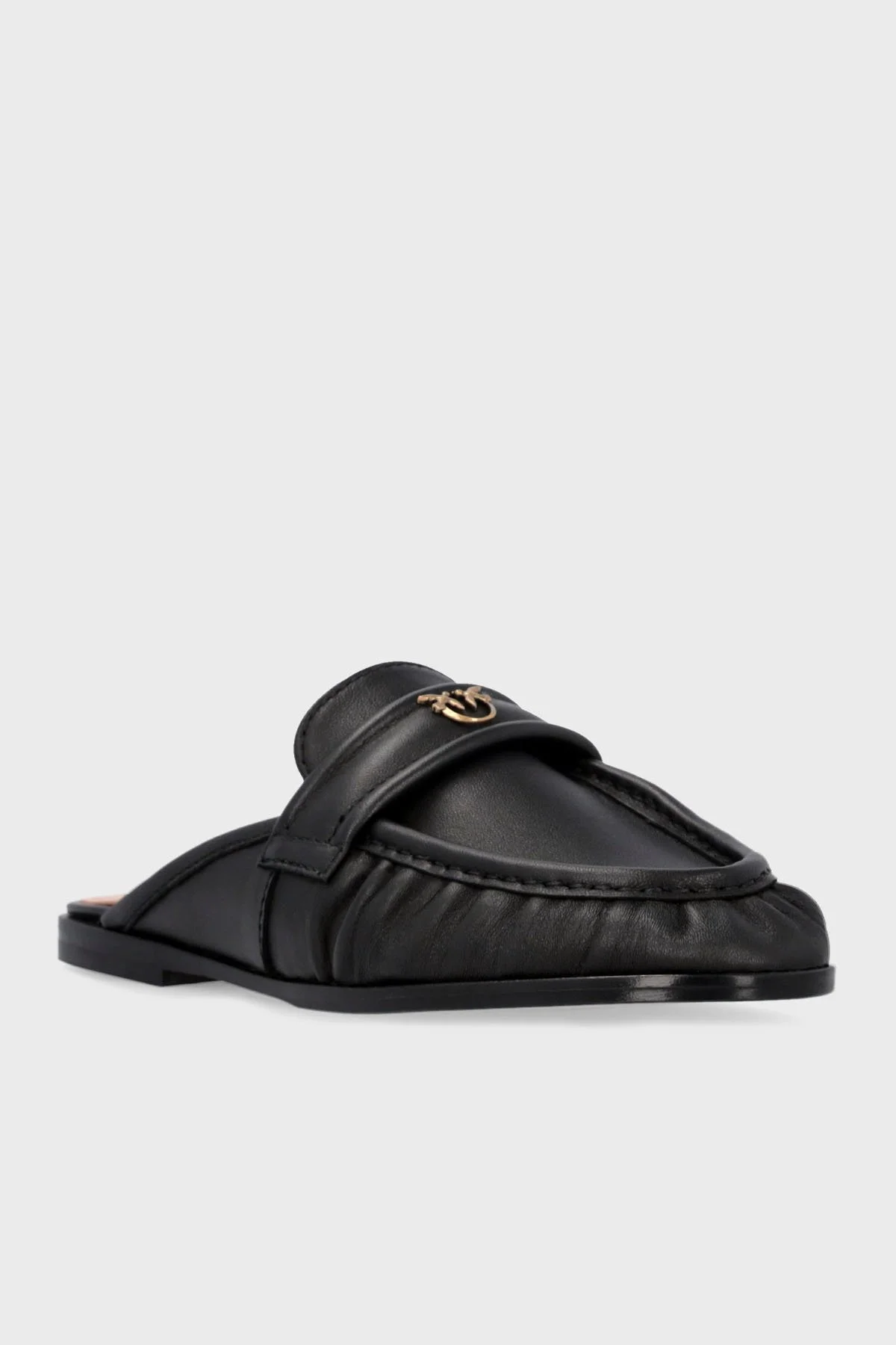 Pinko Logolu Hakiki Deri Burnu Kapalı Bayan Terlik SD0351 P003 Z99 SİYAH - 9