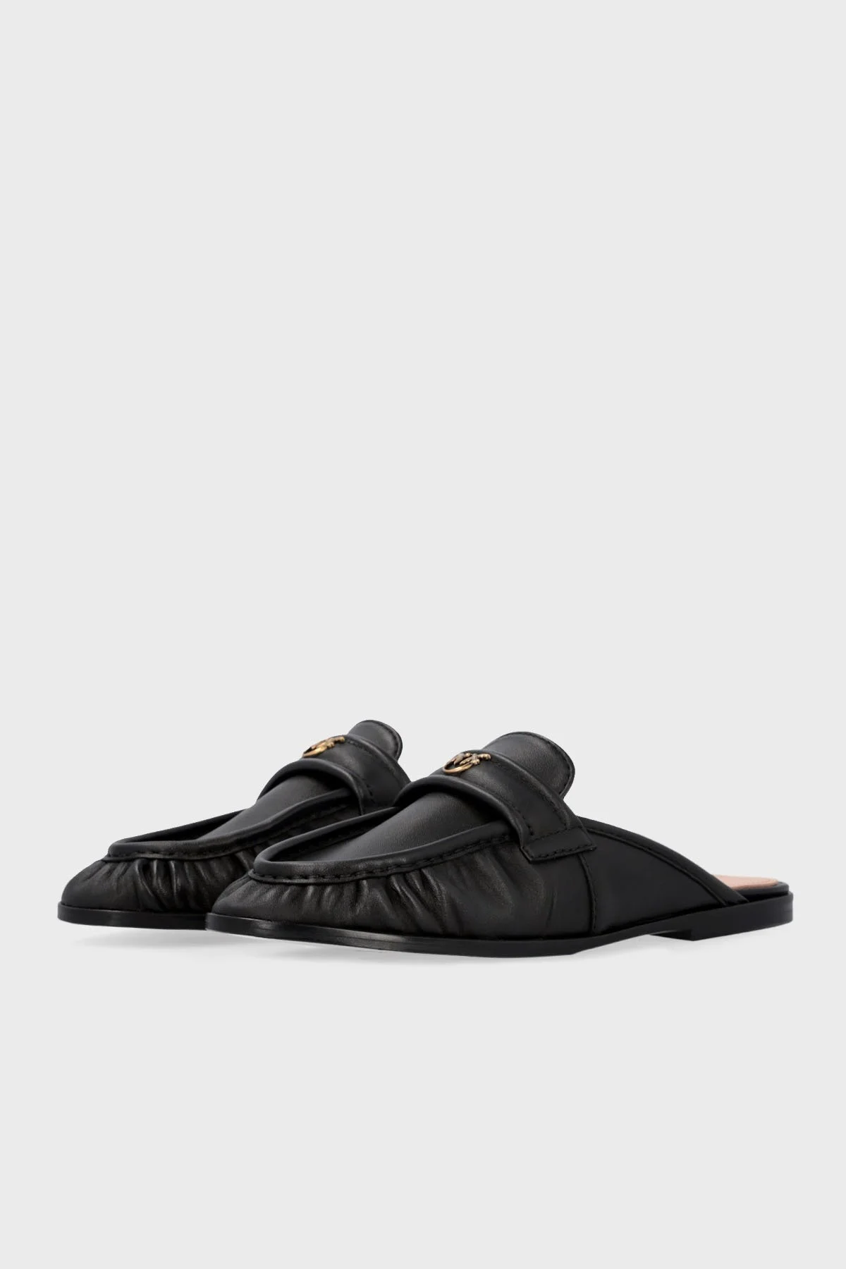 Pinko Logolu Hakiki Deri Burnu Kapalı Bayan Terlik SD0351 P003 Z99 SİYAH - 10