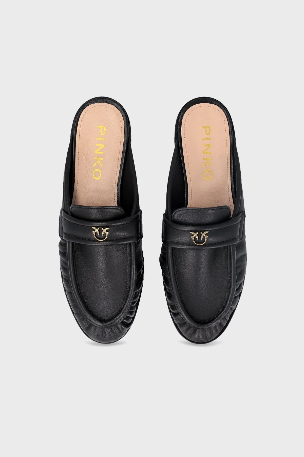 Pinko Logolu Hakiki Deri Burnu Kapalı Bayan Terlik SD0351 P003 Z99 SİYAH - 11