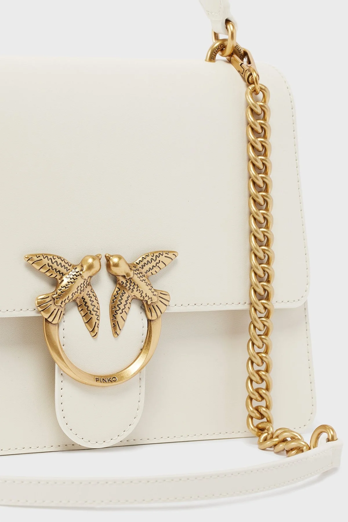 Pinko Logolu Hakiki Deri Çıkarılabilir Askılı Bayan Çanta 100066 A0F1 Z14Q BEYAZ - 7