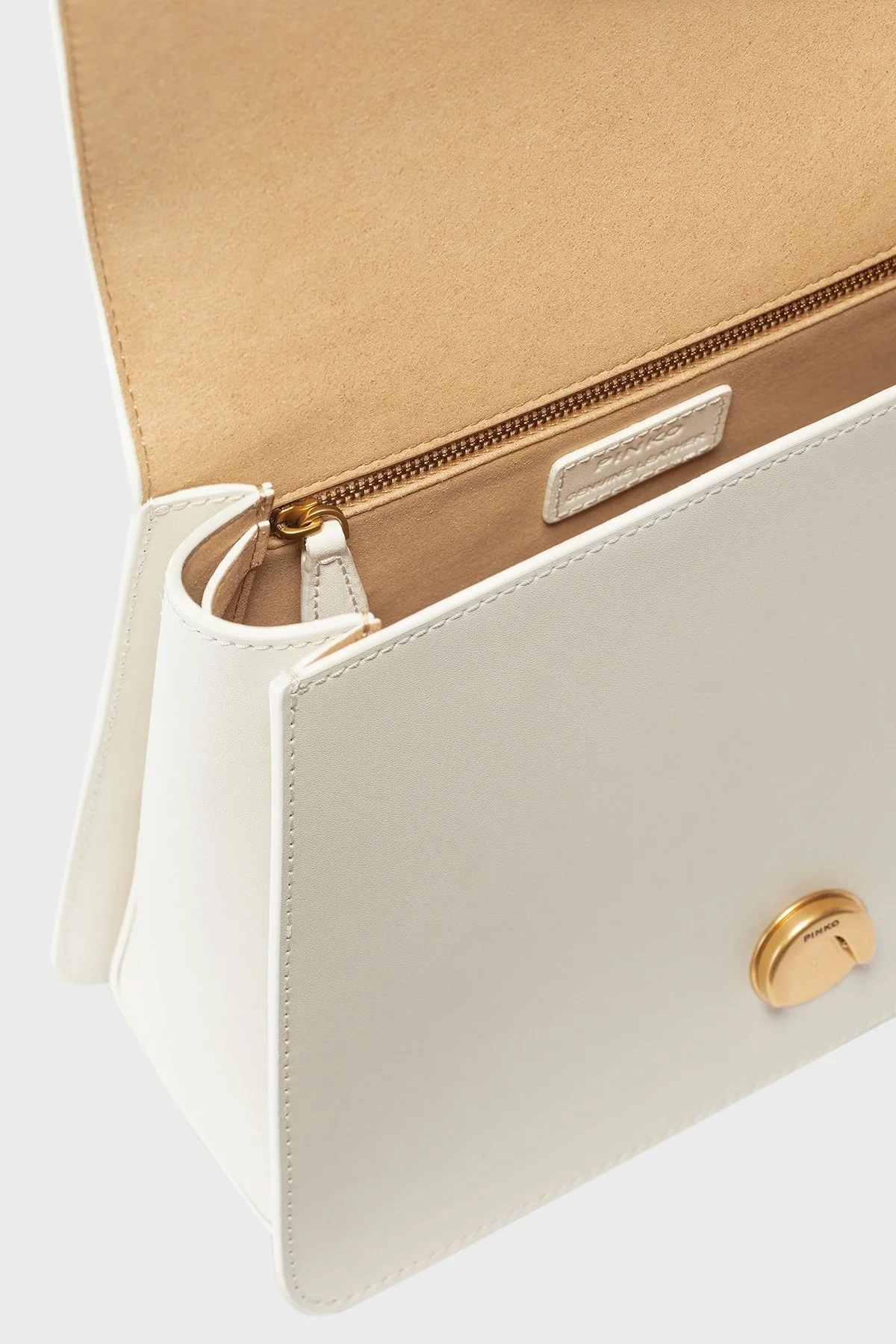 Pinko Logolu Hakiki Deri Çıkarılabilir Askılı Bayan Çanta 100066 A0F1 Z14Q BEYAZ - 8