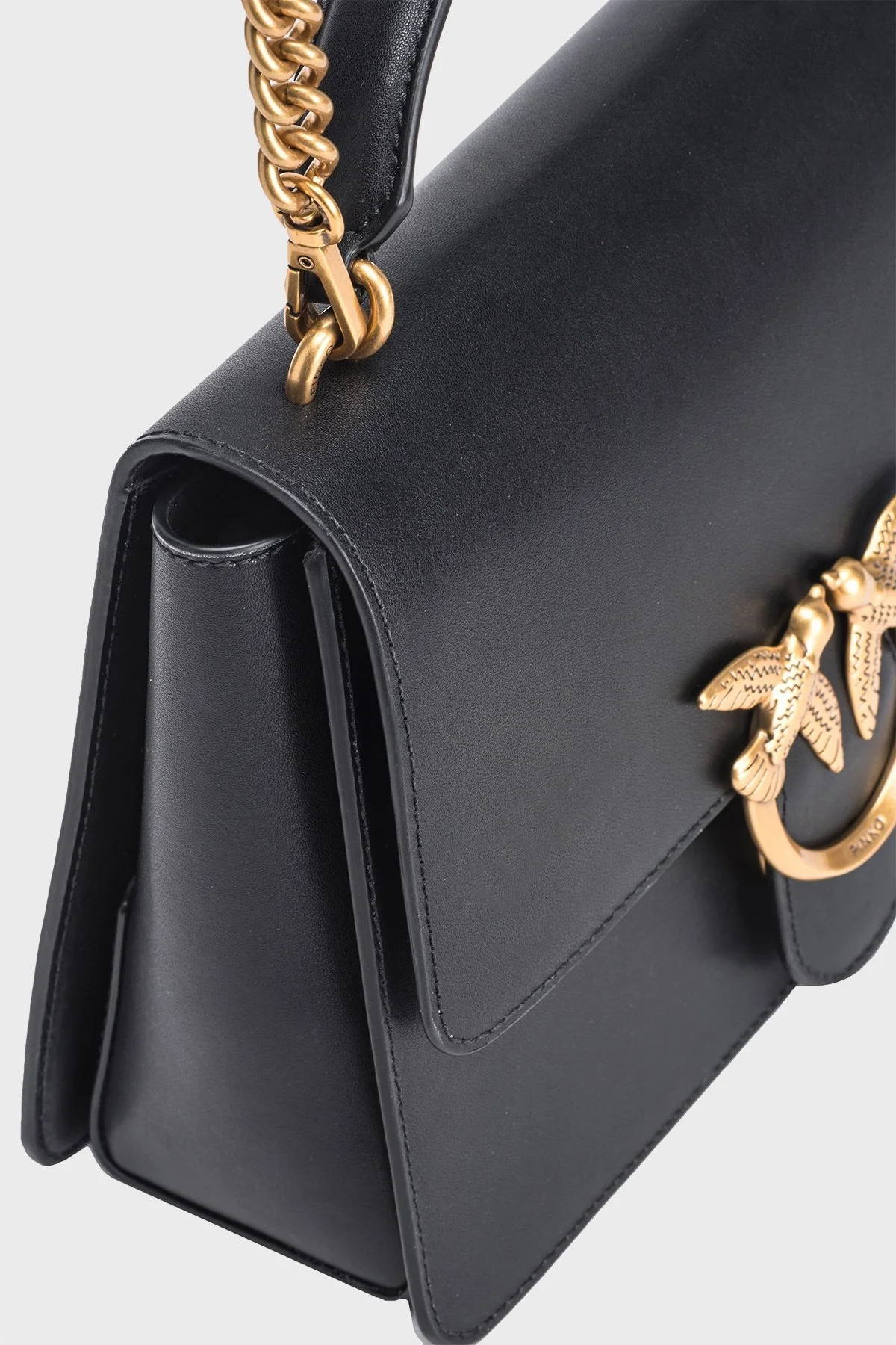 Pinko Logolu Hakiki Deri Çıkarılabilir Askılı Bayan Çanta 100066 A0F1 Z99Q SİYAH - 12