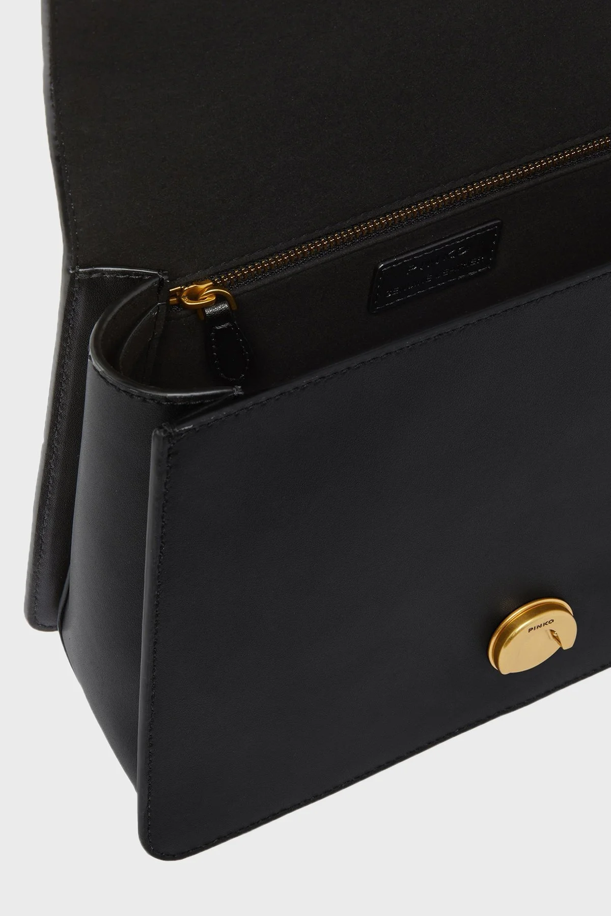 Pinko Logolu Hakiki Deri Çıkarılabilir Askılı Bayan Çanta 100066 A0F1 Z99Q SİYAH - 13