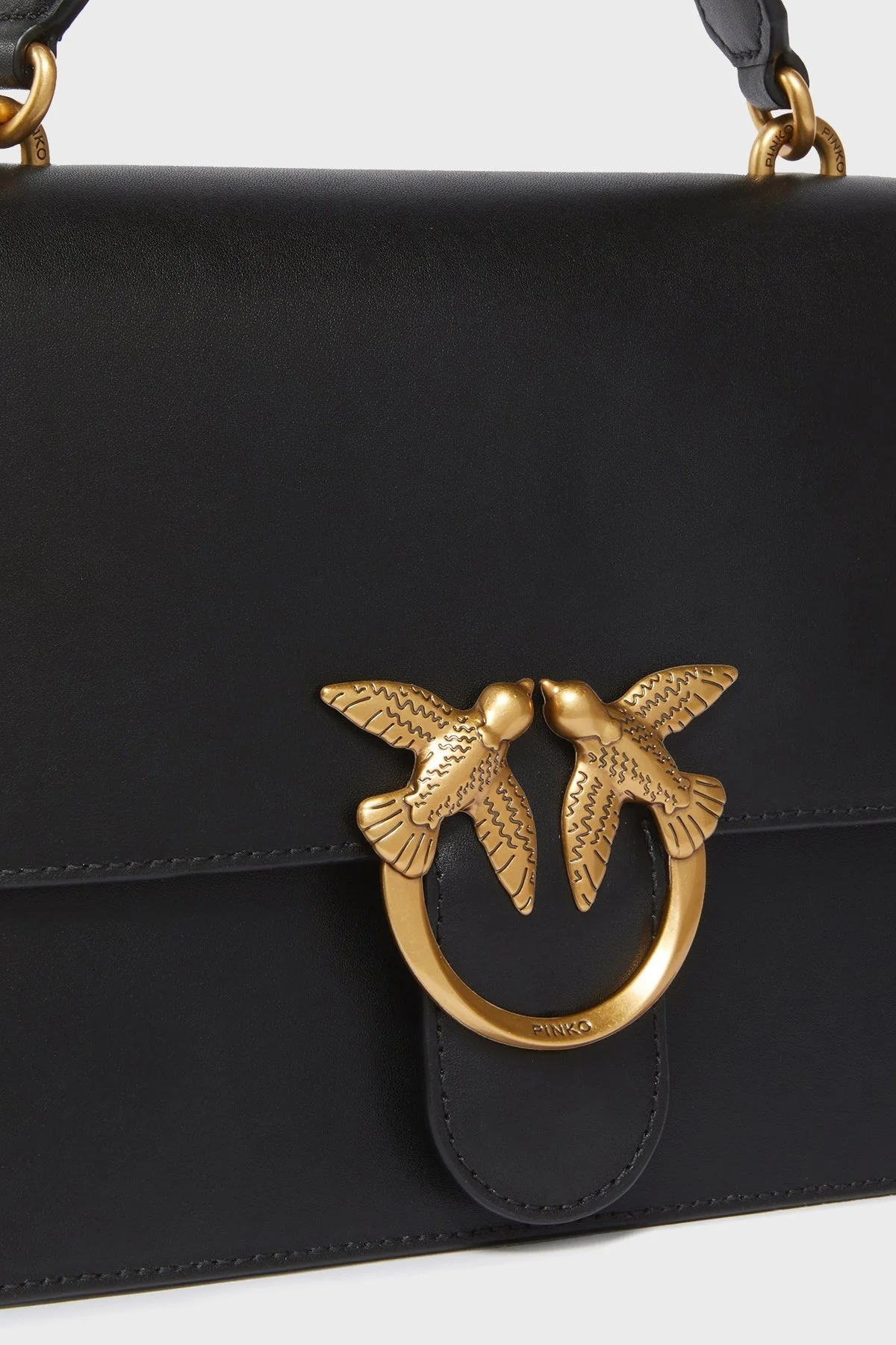 Pinko Logolu Hakiki Deri Çıkarılabilir Askılı Bayan Çanta 100066 A0F1 Z99Q SİYAH - 14