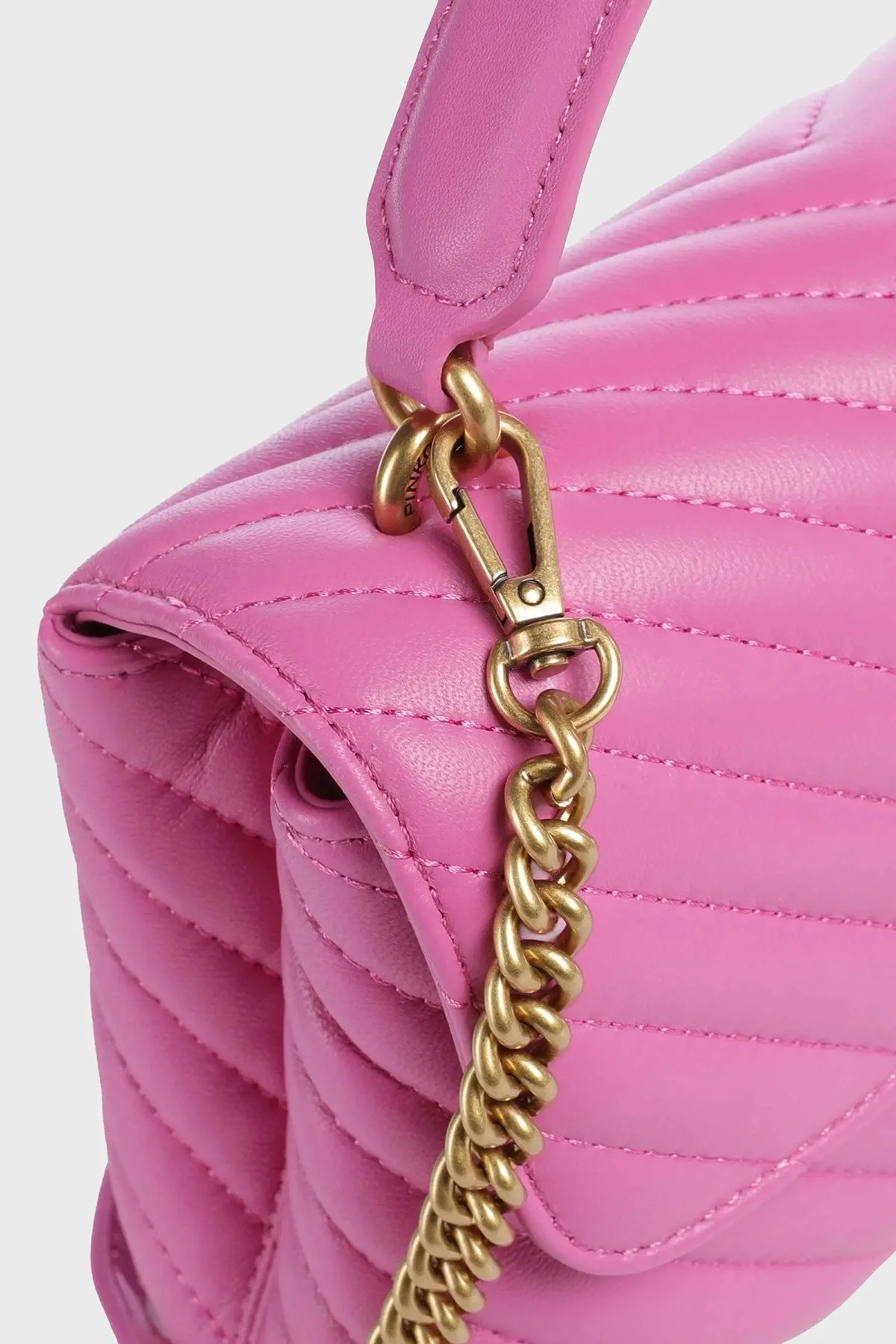 Pinko Logolu Hakiki Deri Çıkarılabilir Zincir Askılı Bayan Çanta 100044 A0GK P22Q FUŞYA - 3
