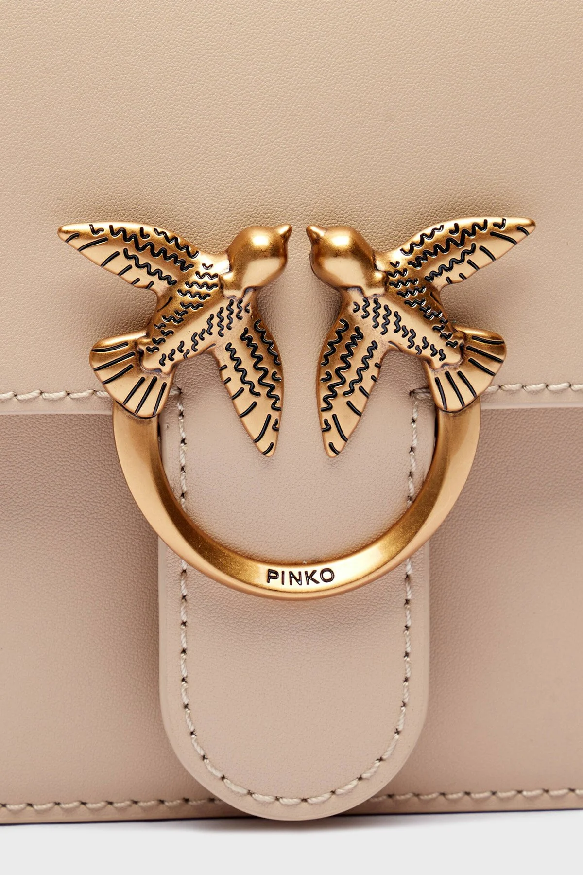 Pinko Logolu Hakiki Deri Çıkarılabilir Zincir Askılı Bayan Çanta 100071 A0F1 C50Q BEJ - 4