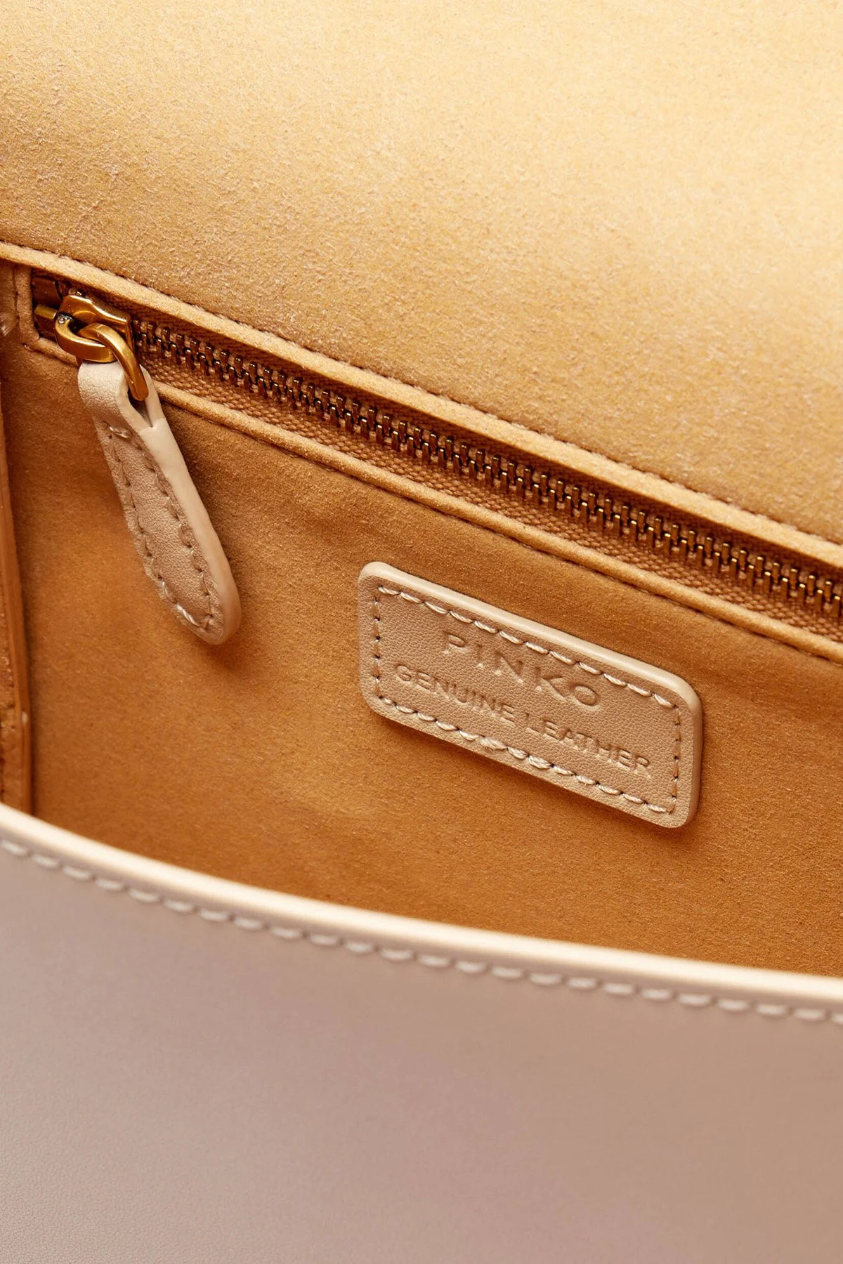 Pinko Logolu Hakiki Deri Çıkarılabilir Zincir Askılı Bayan Çanta 100071 A0F1 C50Q BEJ - 5