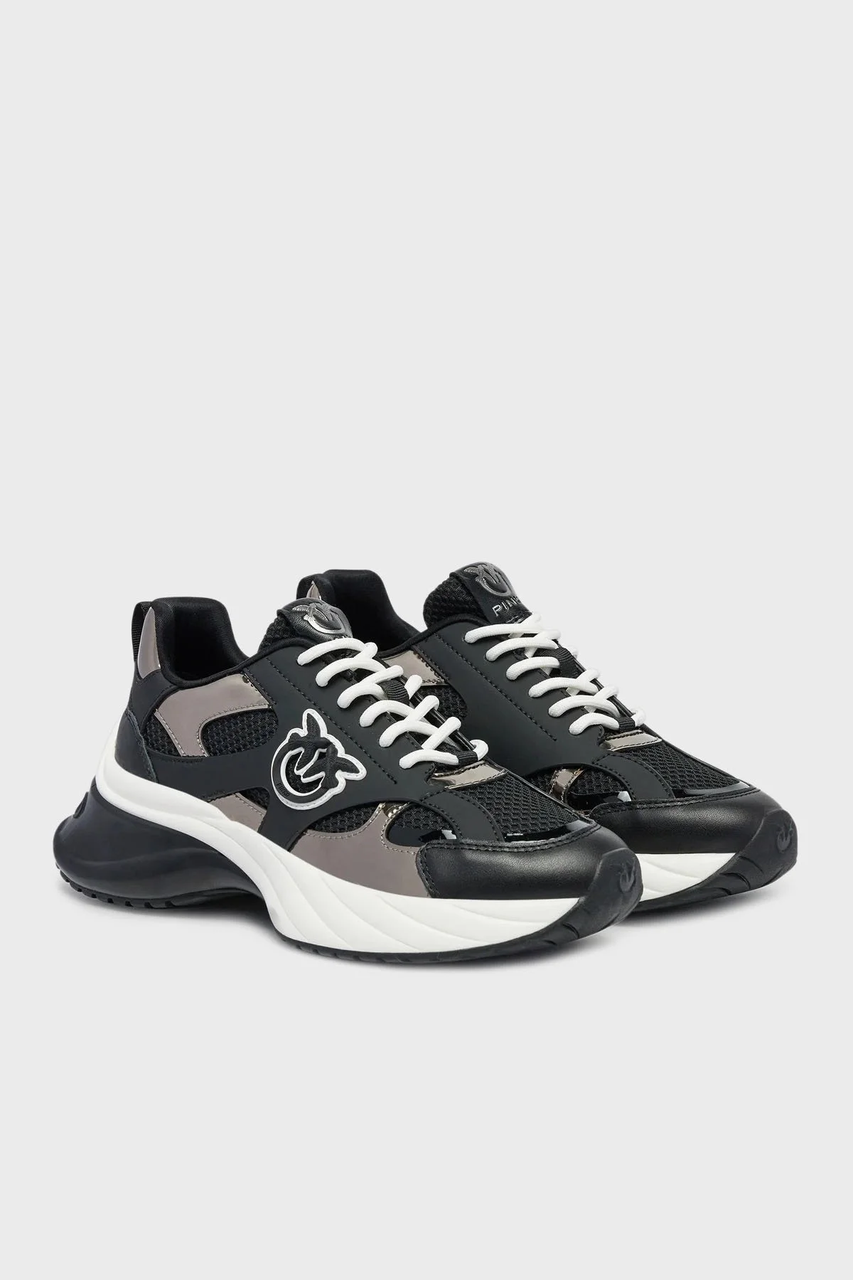 Pinko Logolu Hakiki Deri Kalın Taban Sneaker Bayan Ayakkabı SS0067 E022 ZZ0 SİYAH - 8