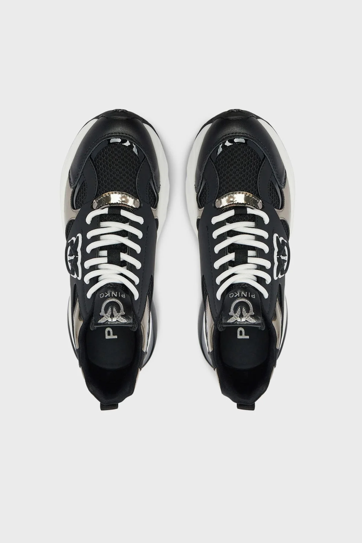 Pinko Logolu Hakiki Deri Kalın Taban Sneaker Bayan Ayakkabı SS0067 E022 ZZ0 SİYAH - 9