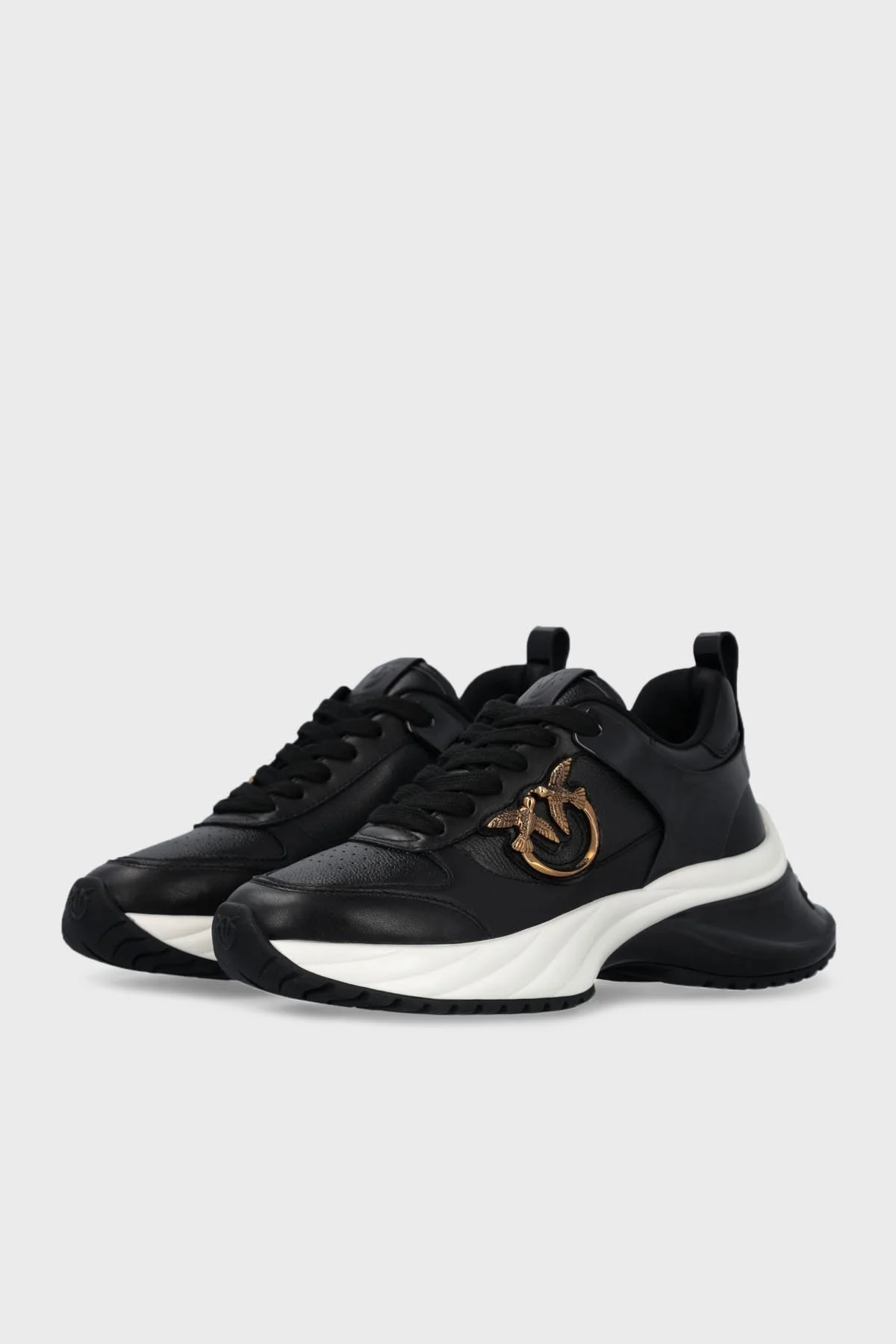 Pinko Logolu Hakiki Deri Kalın Tabanlı Sneaker Bayan Ayakkabı SS0027 P025 Z99 SİYAH - 10