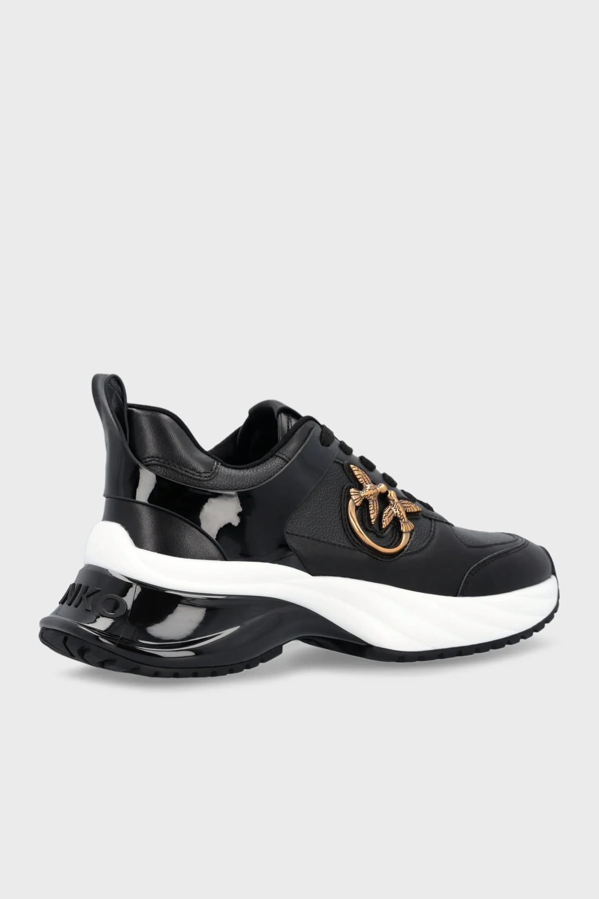 Pinko Logolu Hakiki Deri Kalın Tabanlı Sneaker Bayan Ayakkabı SS0027 P025 Z99 SİYAH - 11