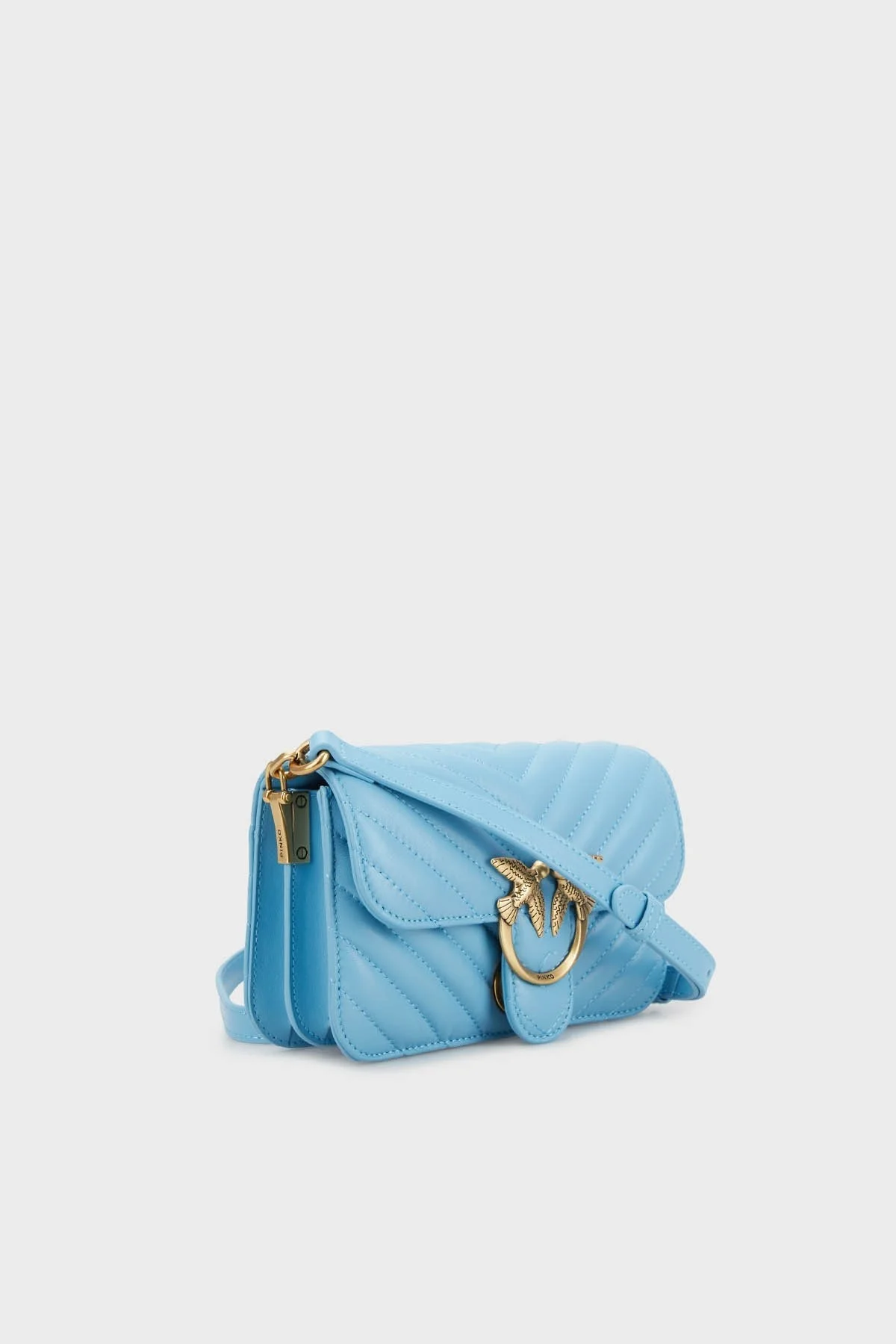 Pinko Logolu Hakiki Deri Kapitone Bayan Çanta 100048 A0GK E42Q MAVİ - 2