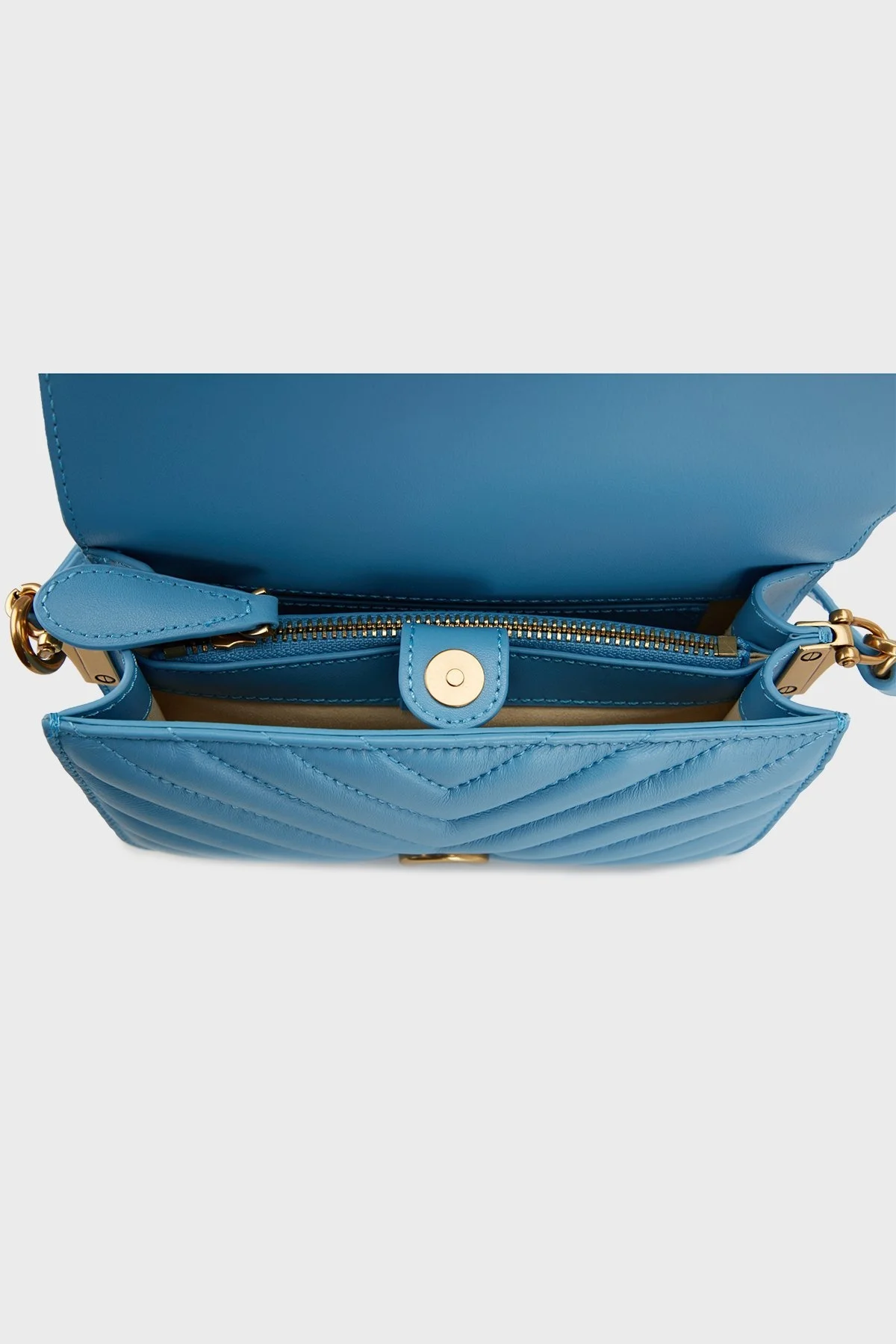 Pinko Logolu Hakiki Deri Kapitone Bayan Çanta 100048 A0GK E42Q MAVİ - 4